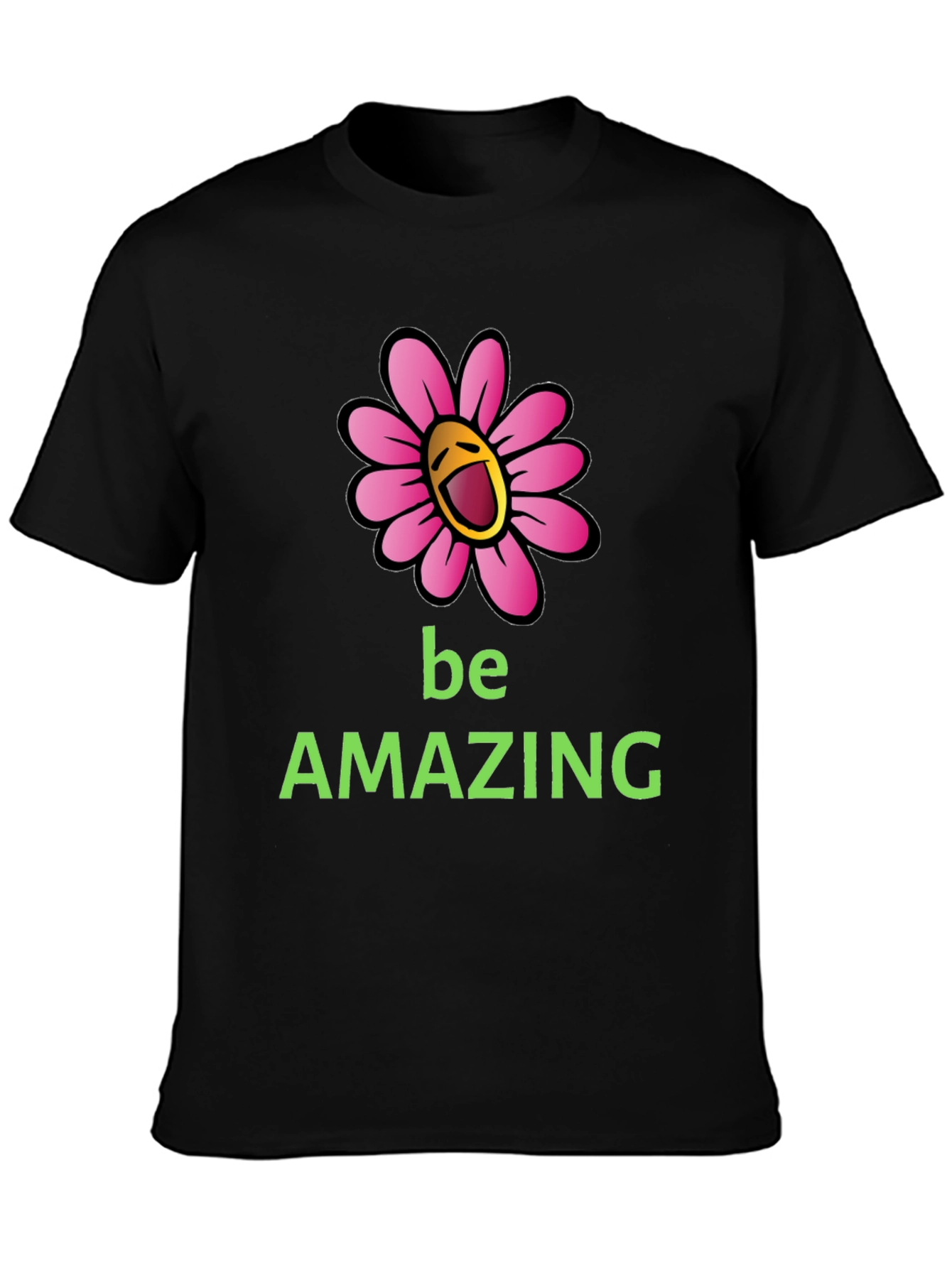 Be Amazing Graphic Tee - Smiling Flower Design