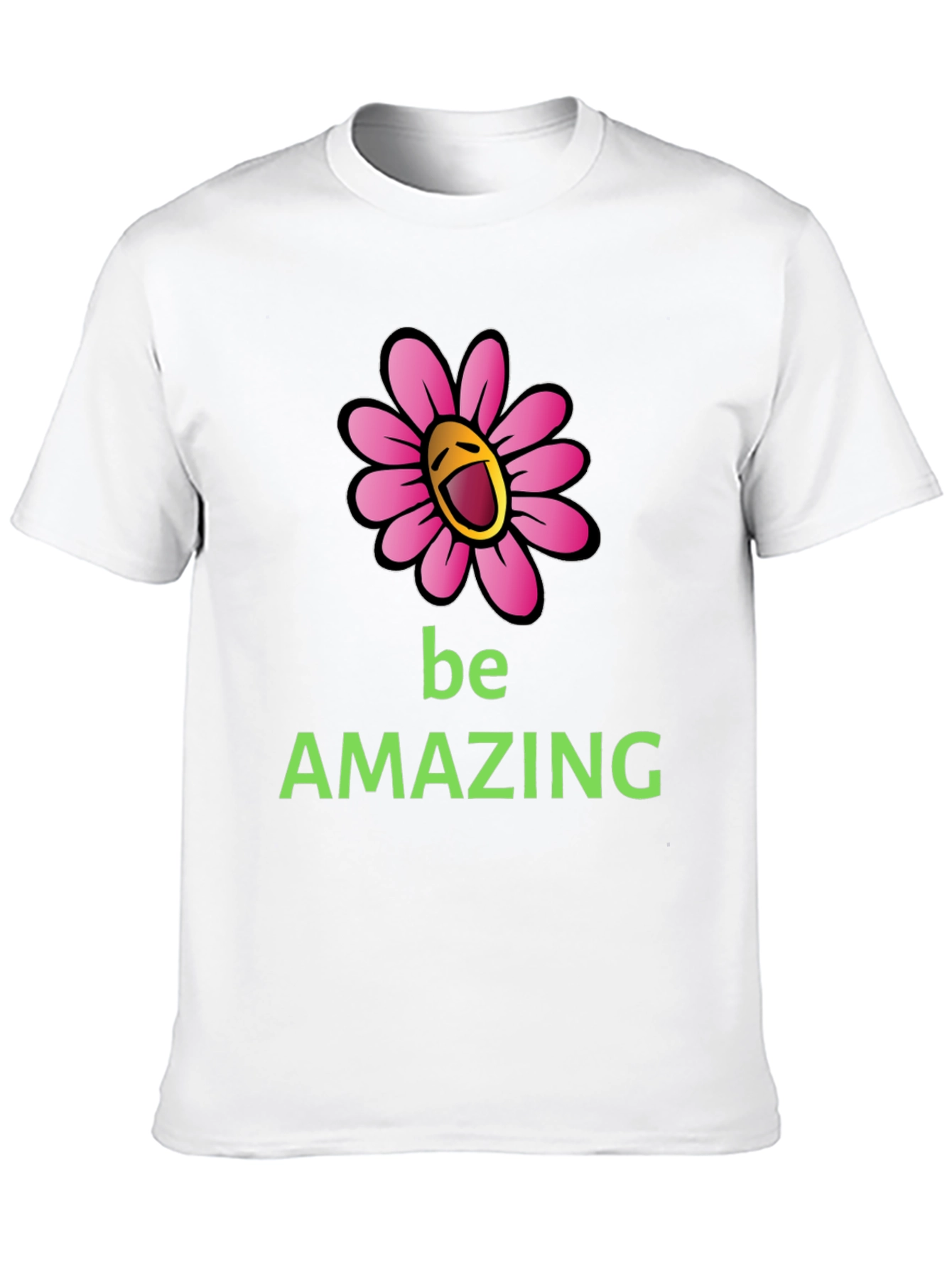Be Amazing Graphic Tee - Smiling Flower Design