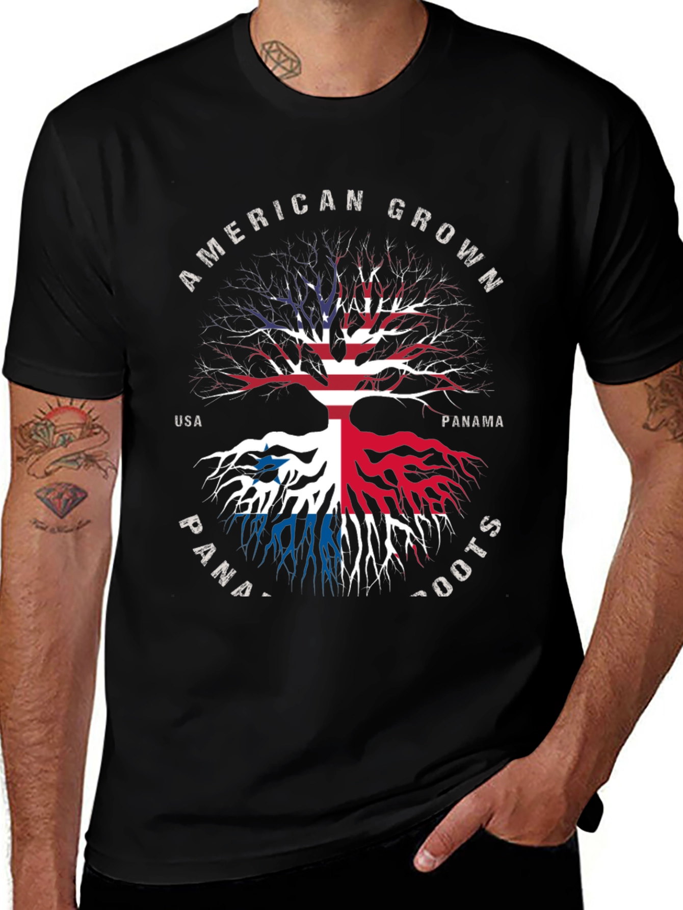 American Grown Panama Roots Black Graphic T-Shirt
