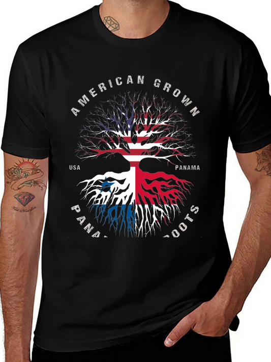 American Grown Panama Roots Black Graphic T-Shirt