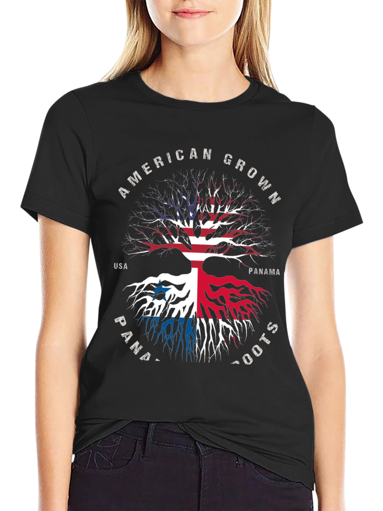 American Grown Panama Roots Black Graphic T-Shirt