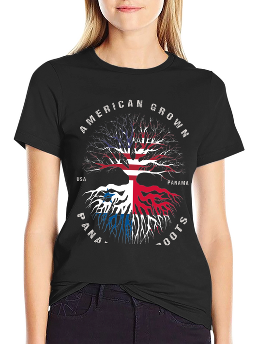 American Grown Panama Roots Black Graphic T-Shirt