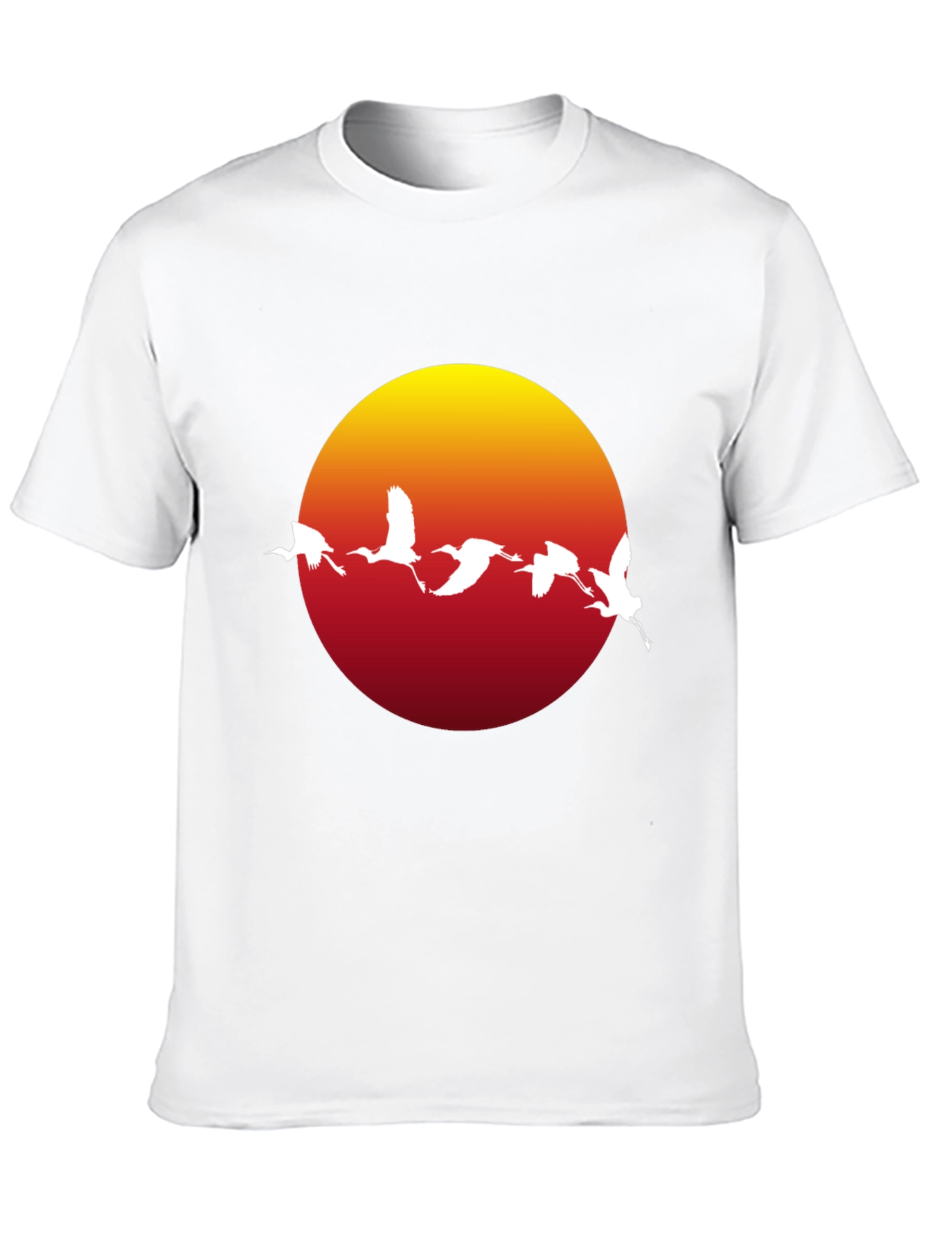 Sunset Crane Graphic Tee - Black Cotton Blend