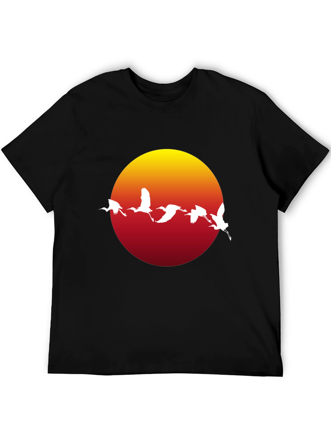 Sunset Crane Graphic Tee - Black Cotton Blend