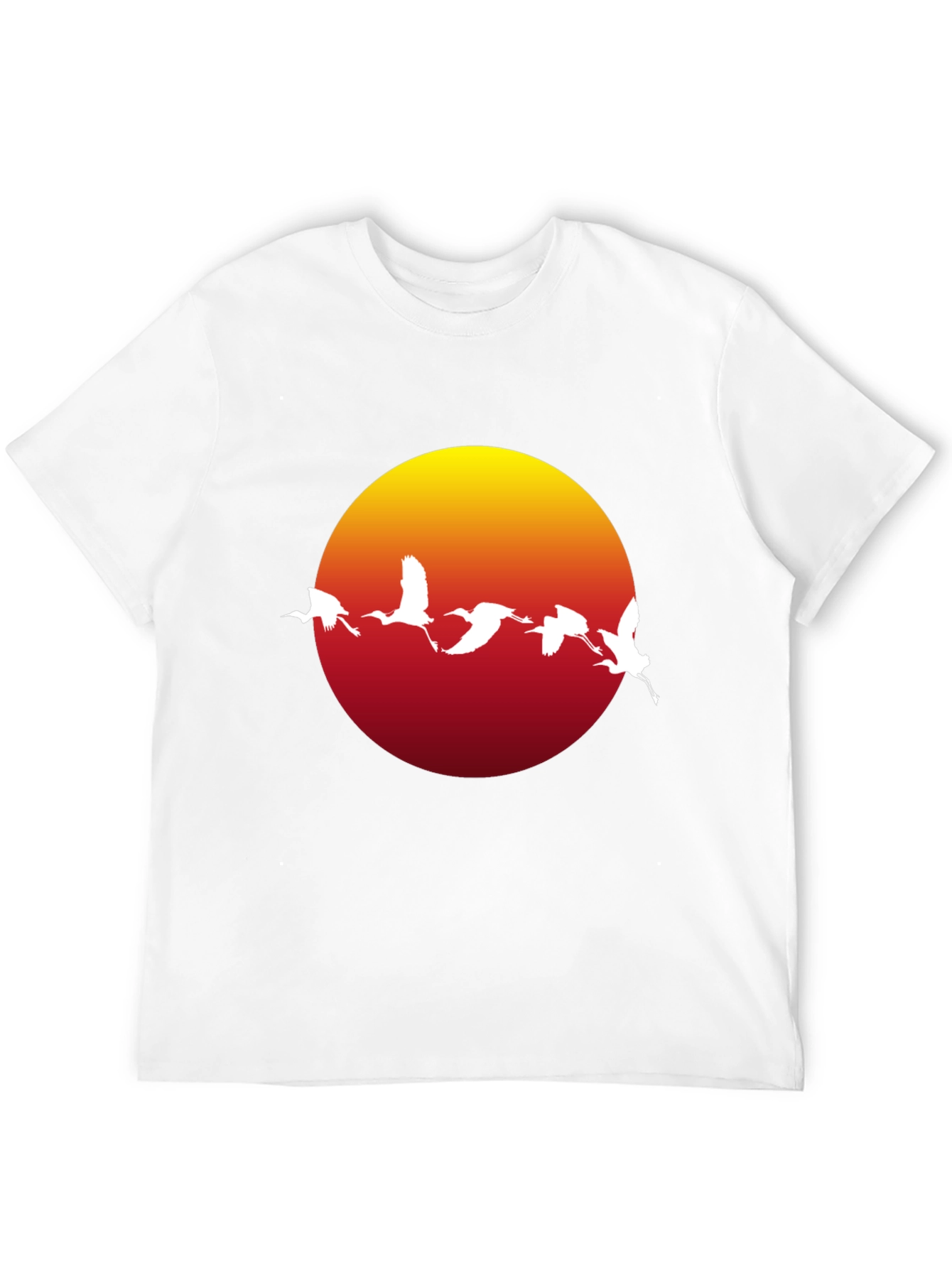 Sunset Crane Graphic Tee - Black Cotton Blend