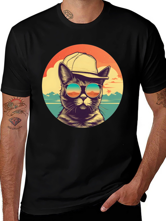 Cool Cat Beach Vibes Graphic T-Shirt