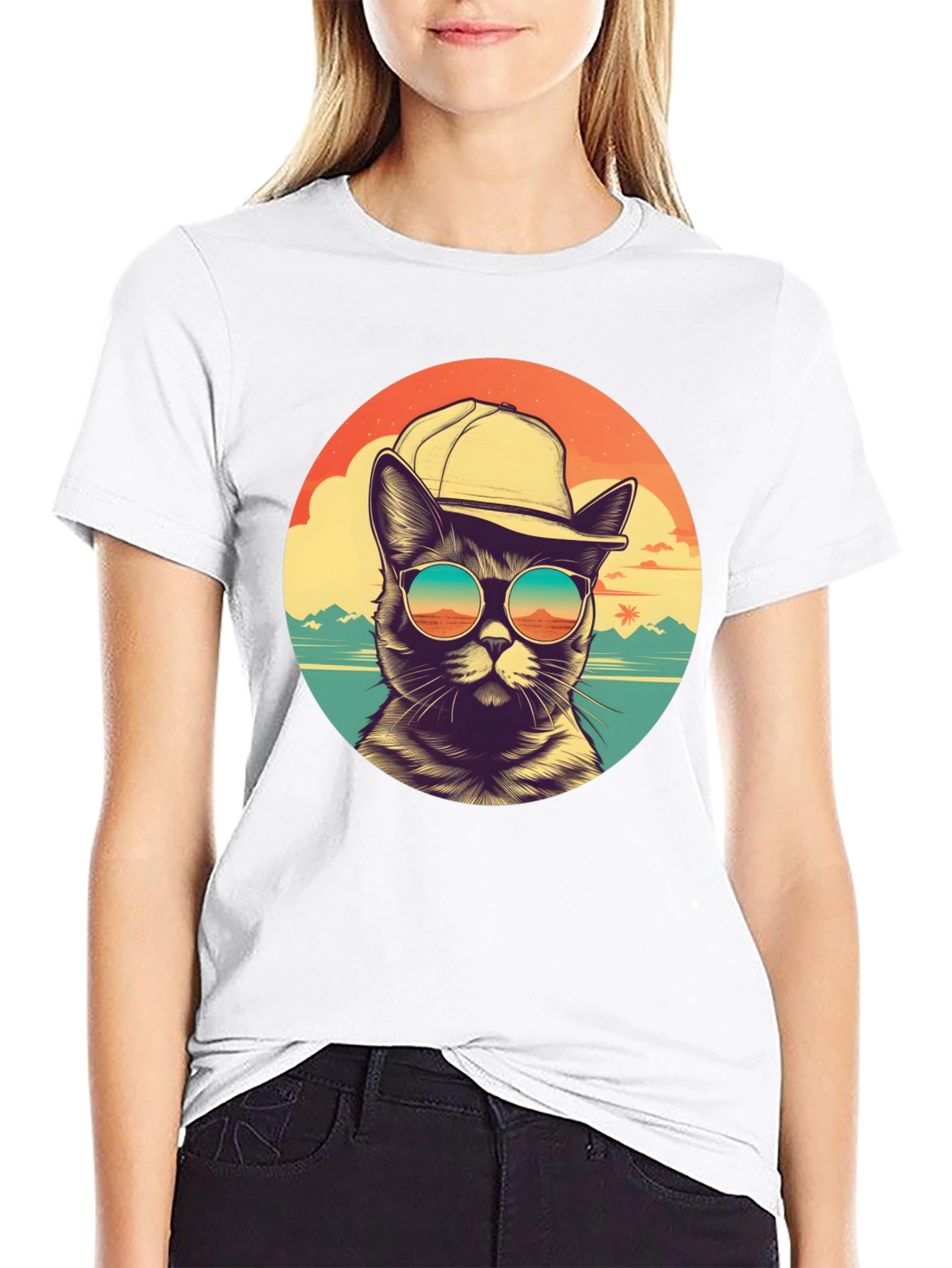 Cool Cat Beach Vibes Graphic T-Shirt