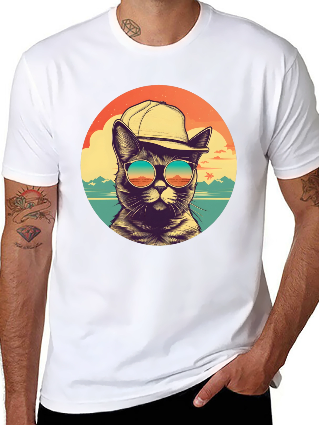 Cool Cat Beach Vibes Graphic T-Shirt