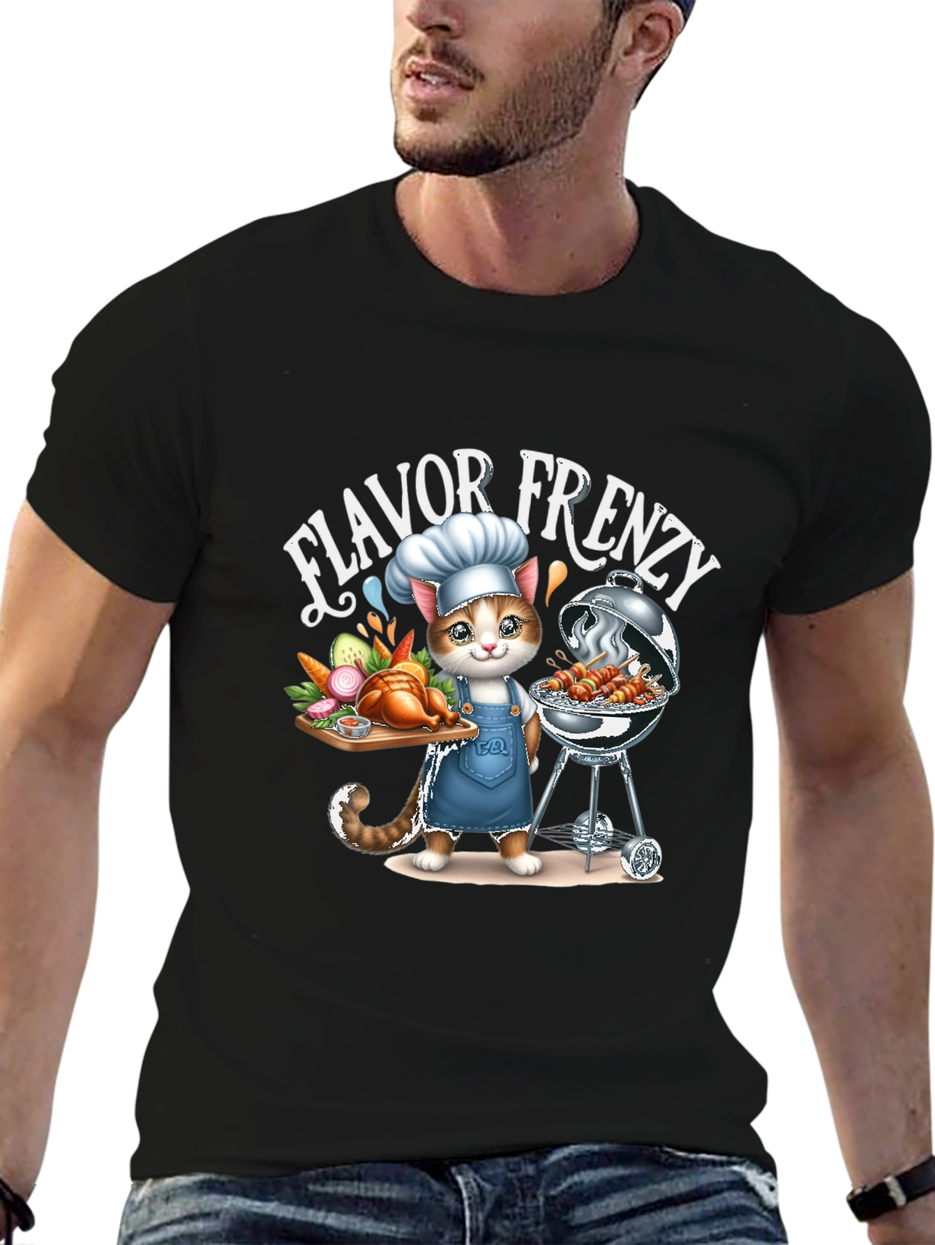 Flavor Frenzy Cat Chef BBQ T-Shirt