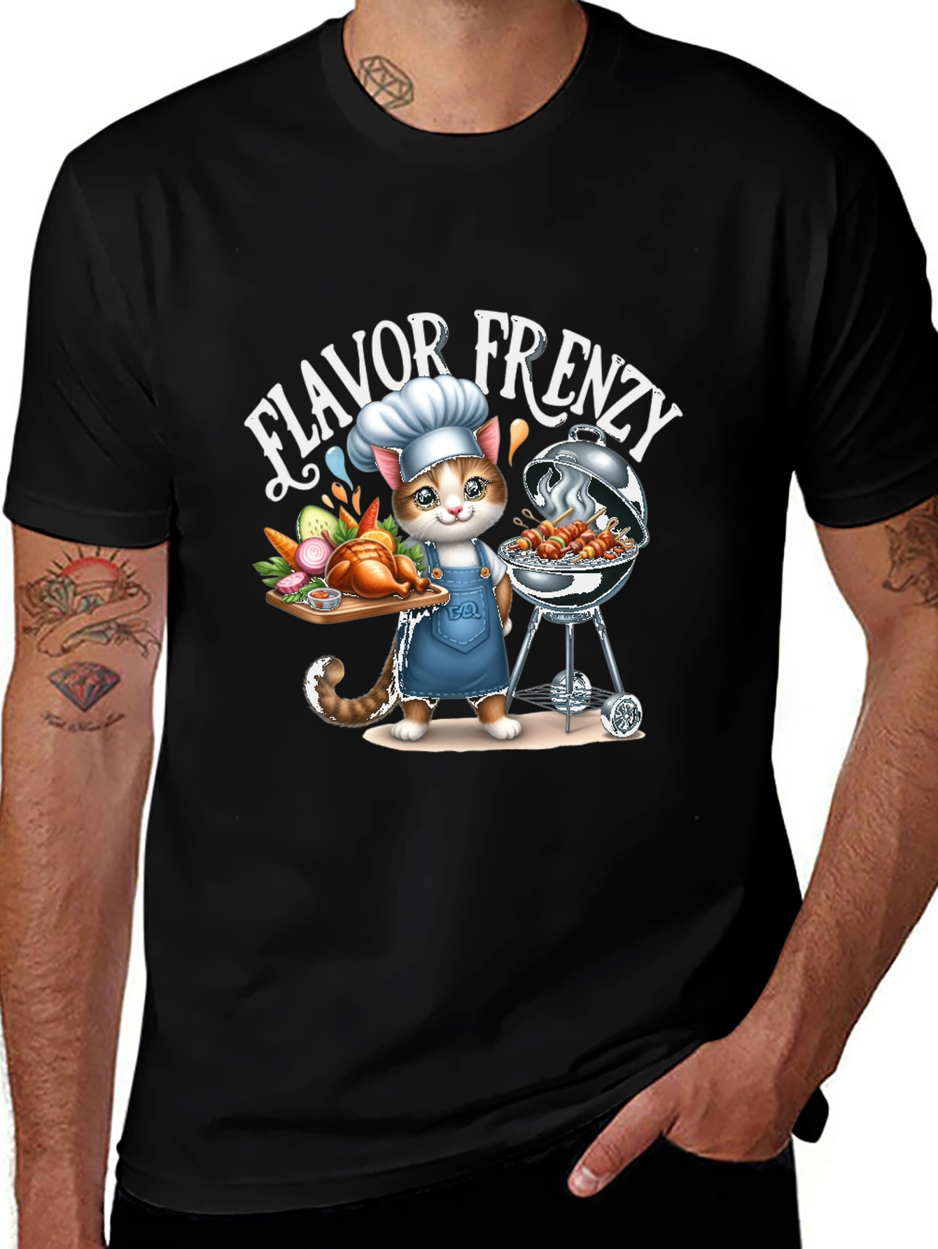 Flavor Frenzy Cat Chef BBQ T-Shirt