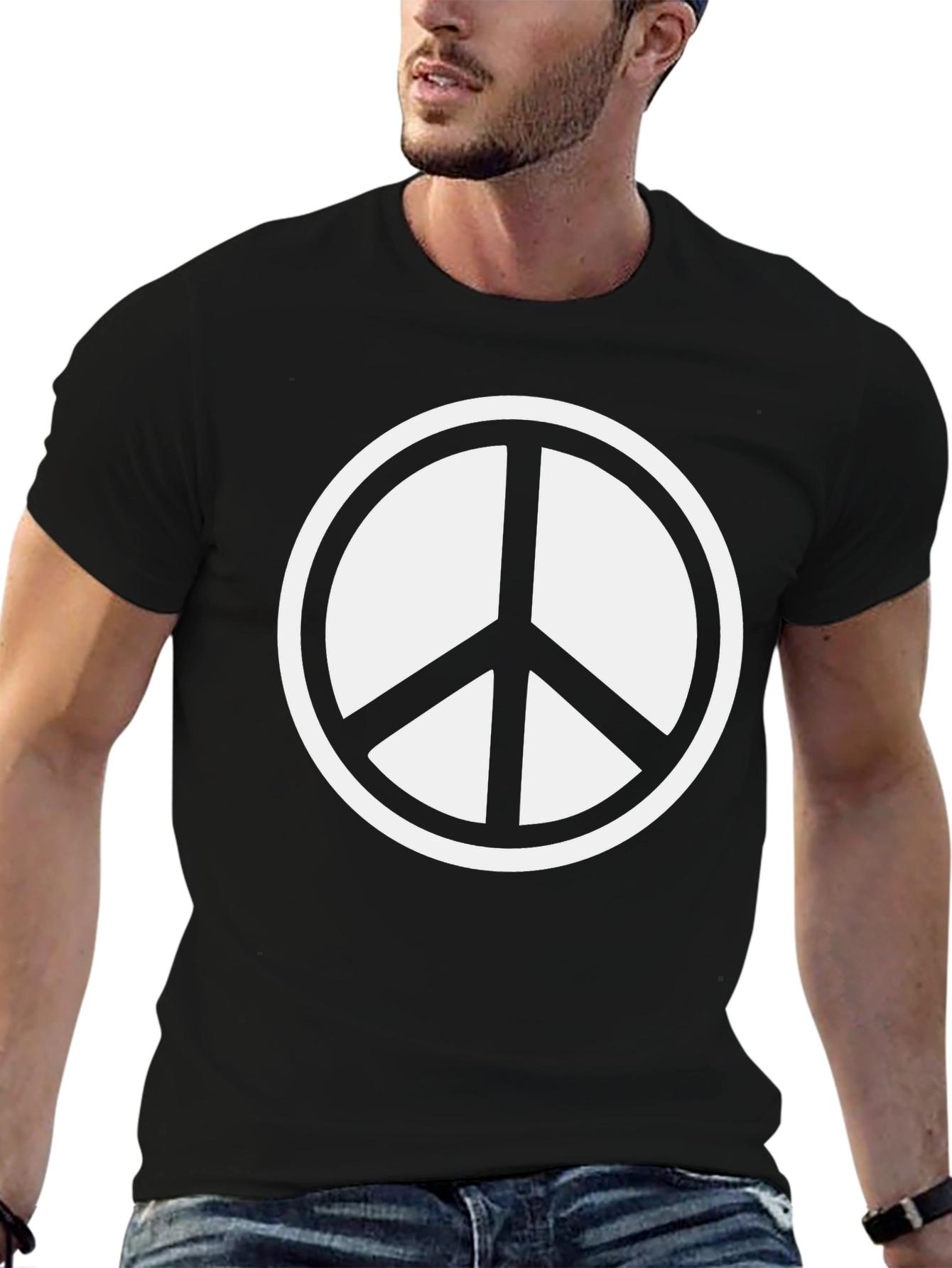 Peace Symbol Graphic Tee - Black Comfort Fit