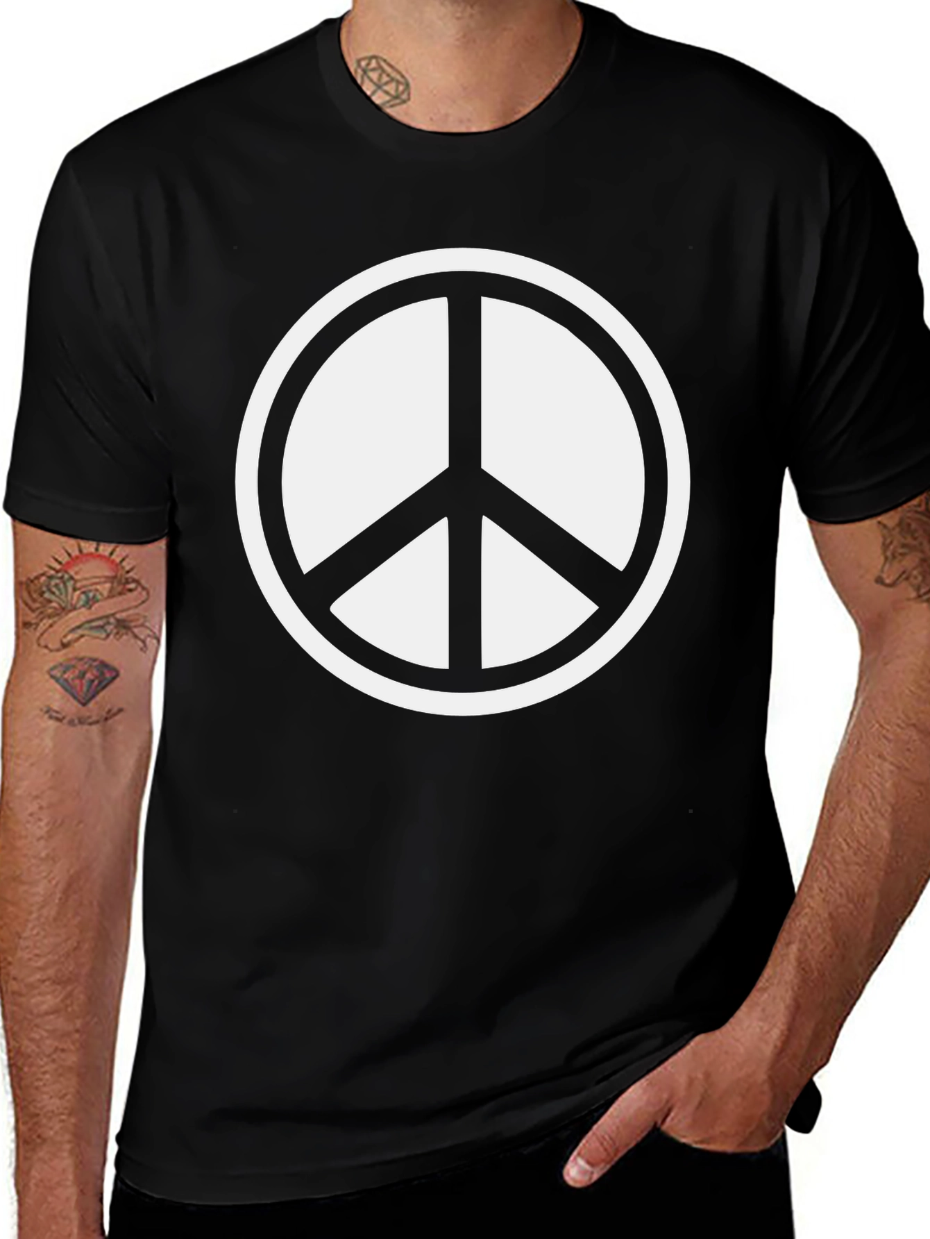 Peace Symbol Graphic Tee - Black Comfort Fit
