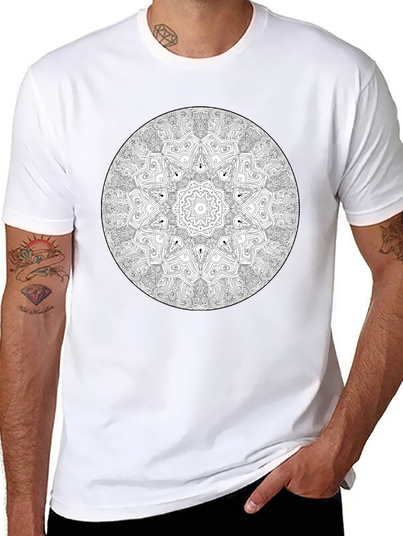 Mandala Design Black T-Shirt - Unisex