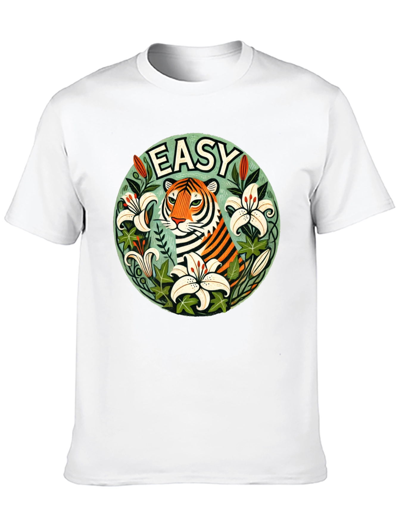 Easy Tiger Graphic T-Shirt - Trendy Floral Design
