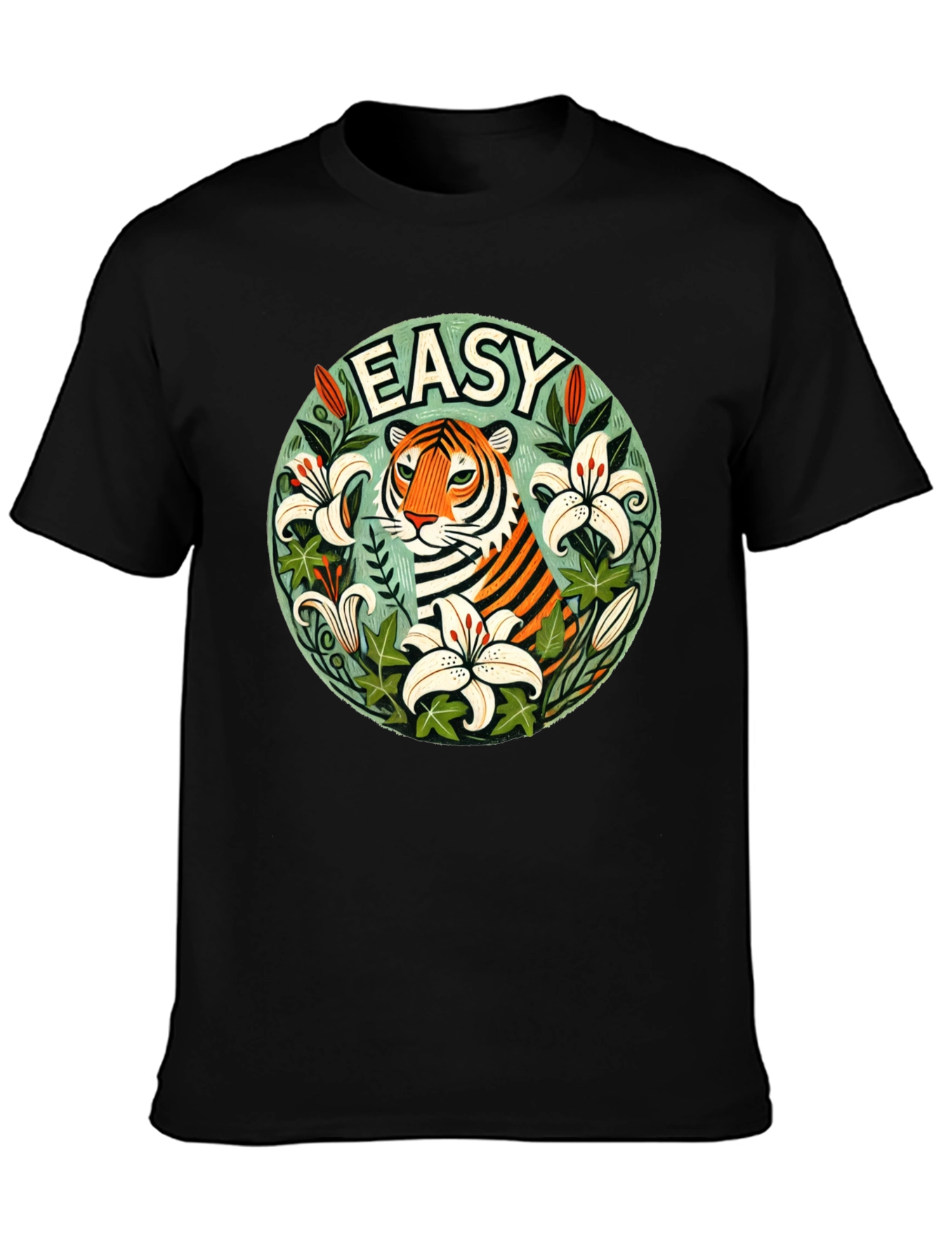 Easy Tiger Graphic T-Shirt - Trendy Floral Design