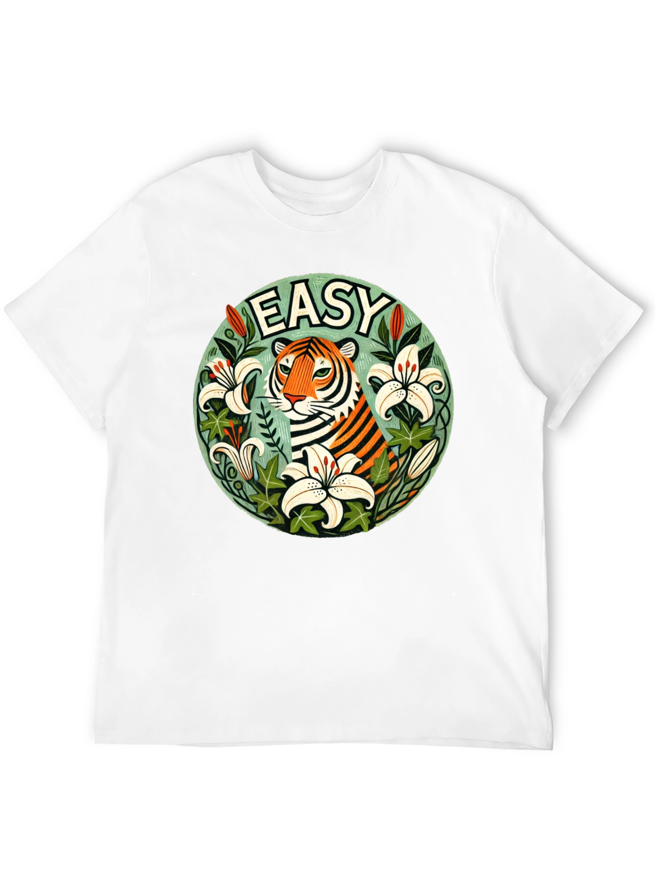 Easy Tiger Graphic T-Shirt - Trendy Floral Design