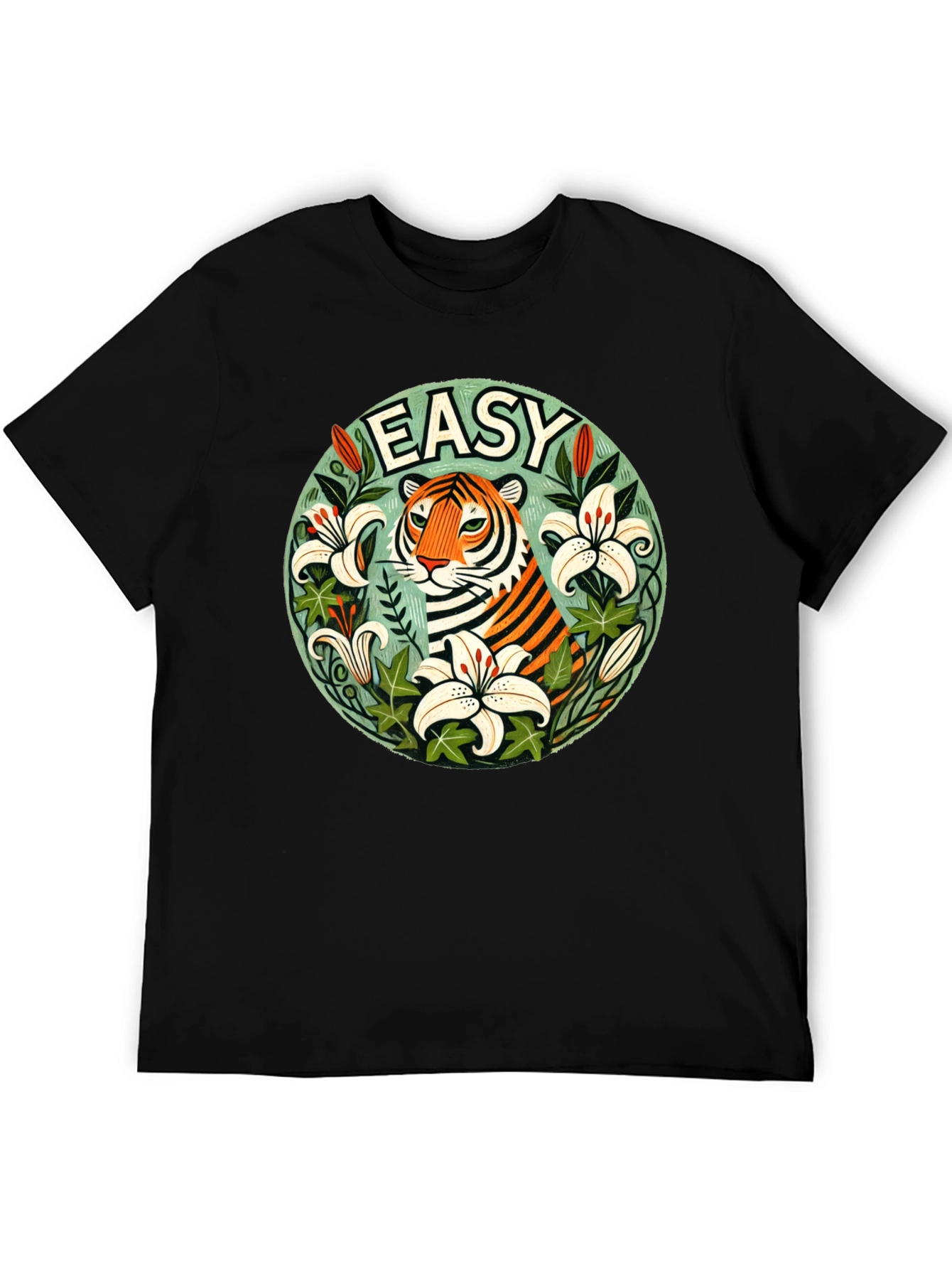 Easy Tiger Graphic T-Shirt - Trendy Floral Design