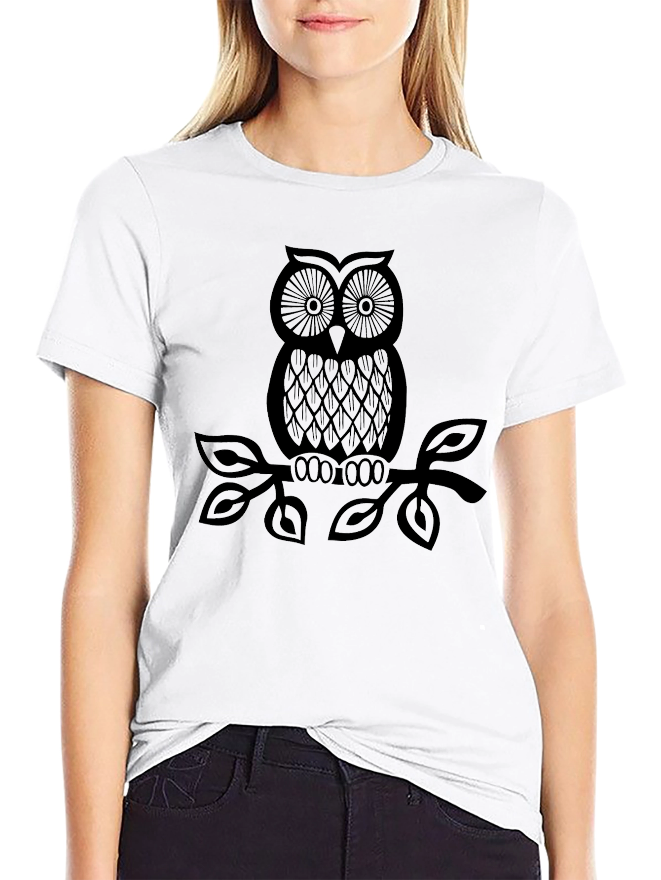Owl Graphic Tee - Stylish Black Print Shirt