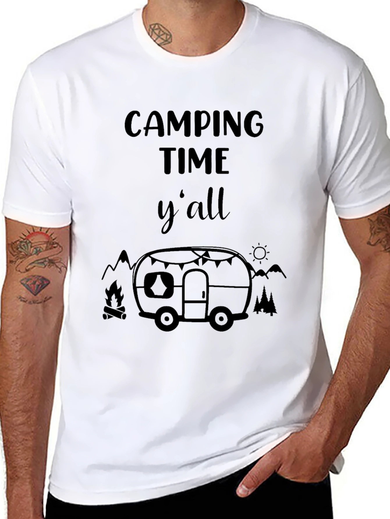 Camping Time Yall Black Graphic Tee