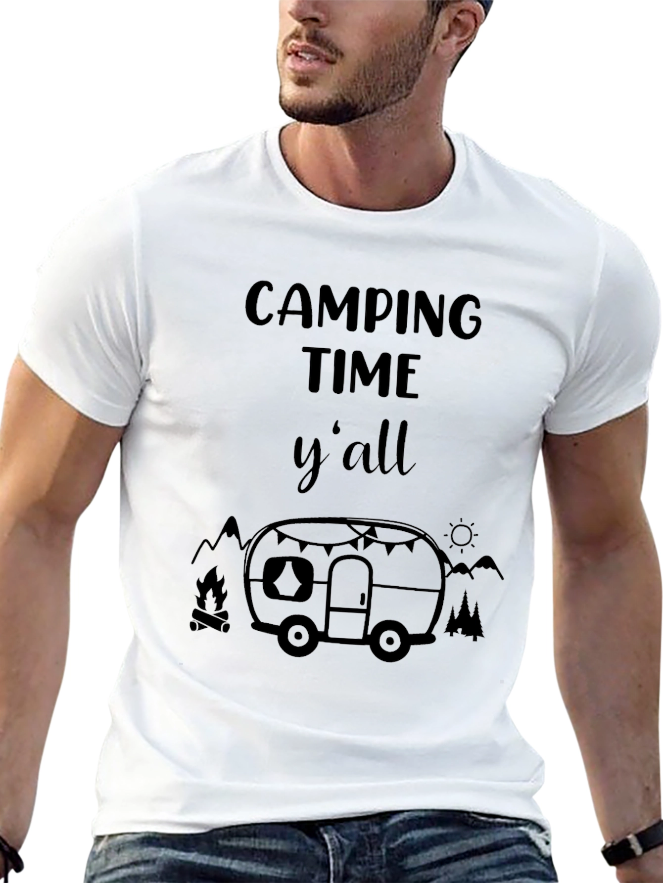 Camping Time Yall Black Graphic Tee