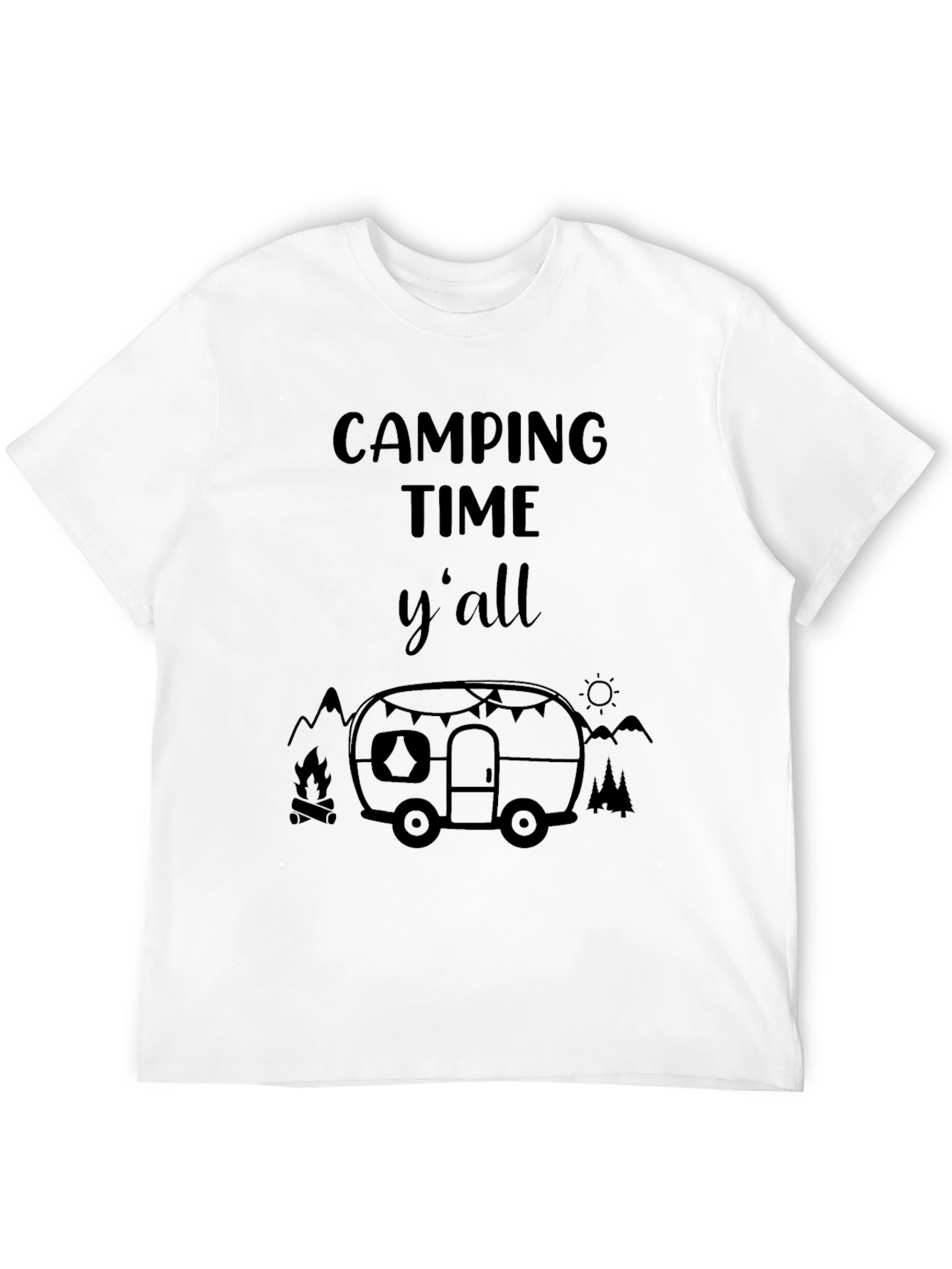 Camping Time Yall Black Graphic Tee
