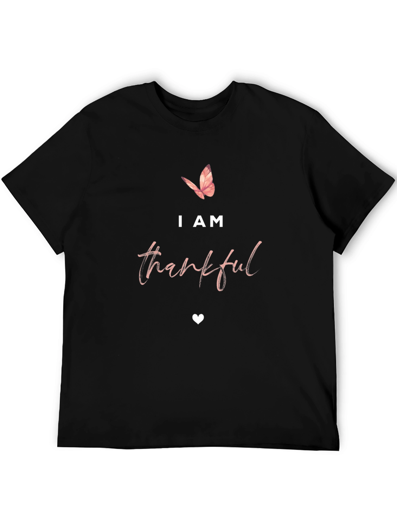I am Thankful T-Shirt - Butterfly & Heart