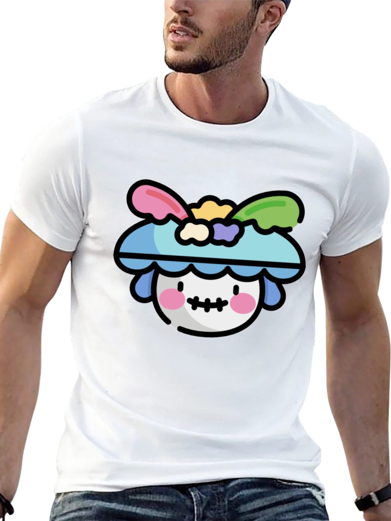 Whimsical Character Graphic T-Shirt - Black