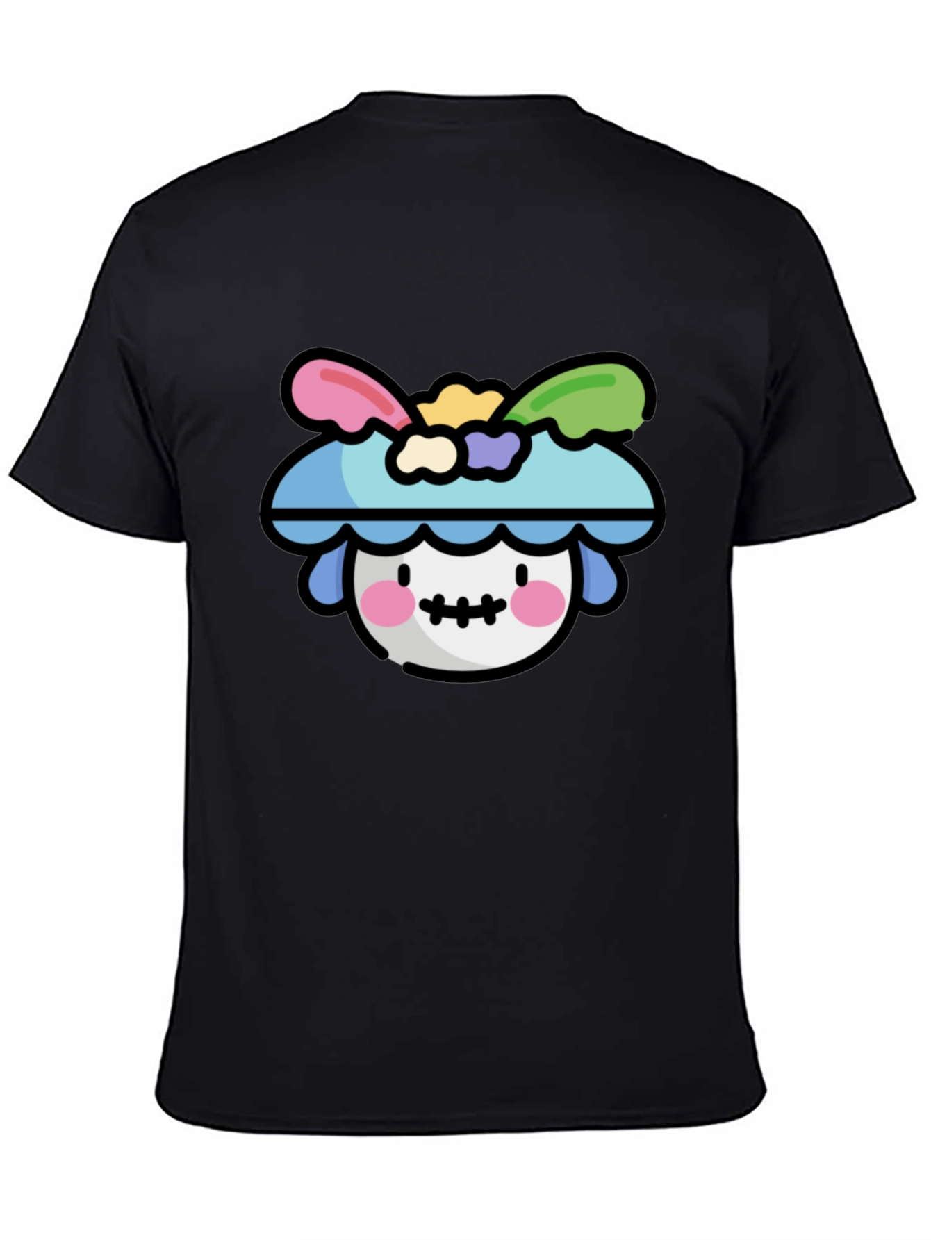 Whimsical Character Graphic T-Shirt - Black