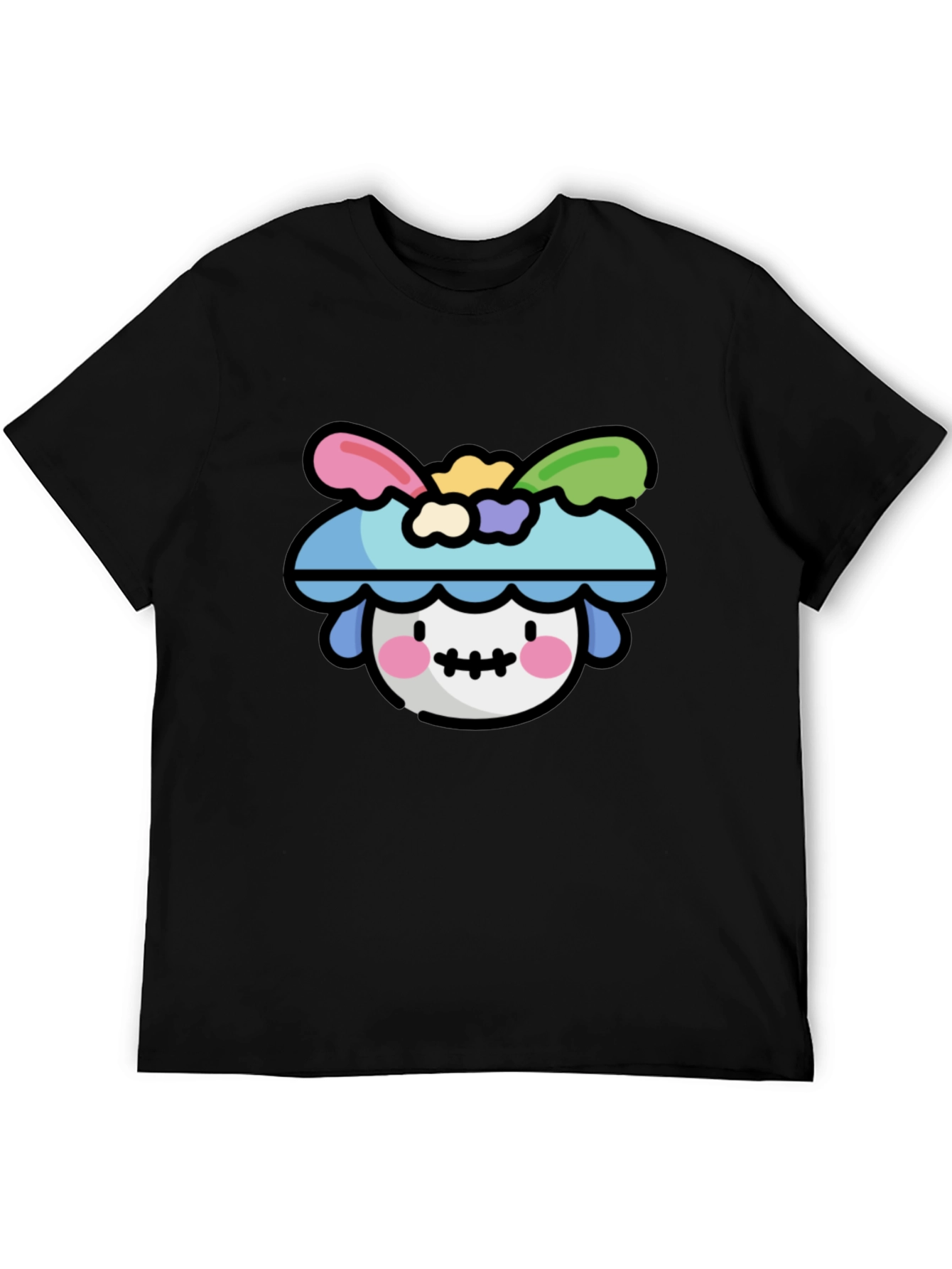 Whimsical Character Graphic T-Shirt - Black