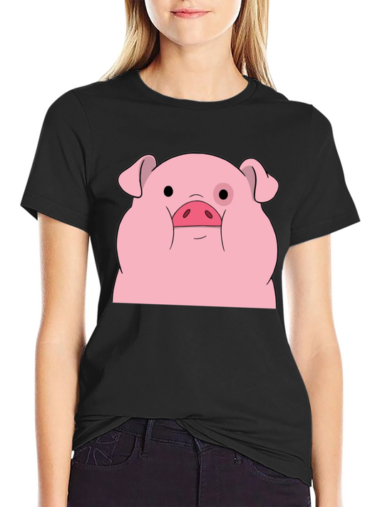 Waddles Pig Graphic Tee - Black Cotton T-Shirt