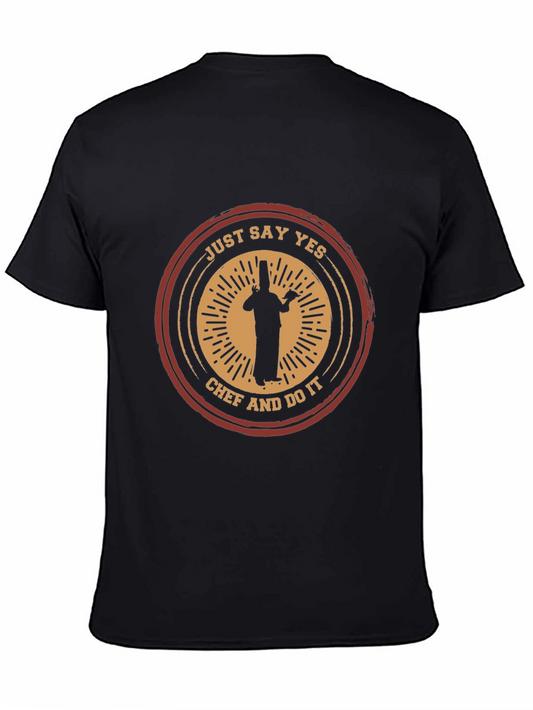Just Say Yes Chef Graphic Tee - Black Casual T-Shirt