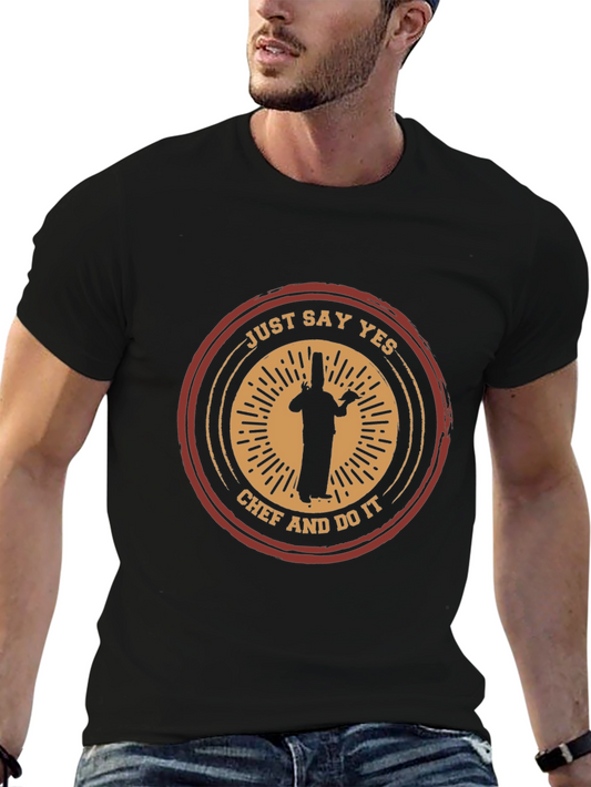 Just Say Yes Chef Graphic Tee - Black Casual T-Shirt
