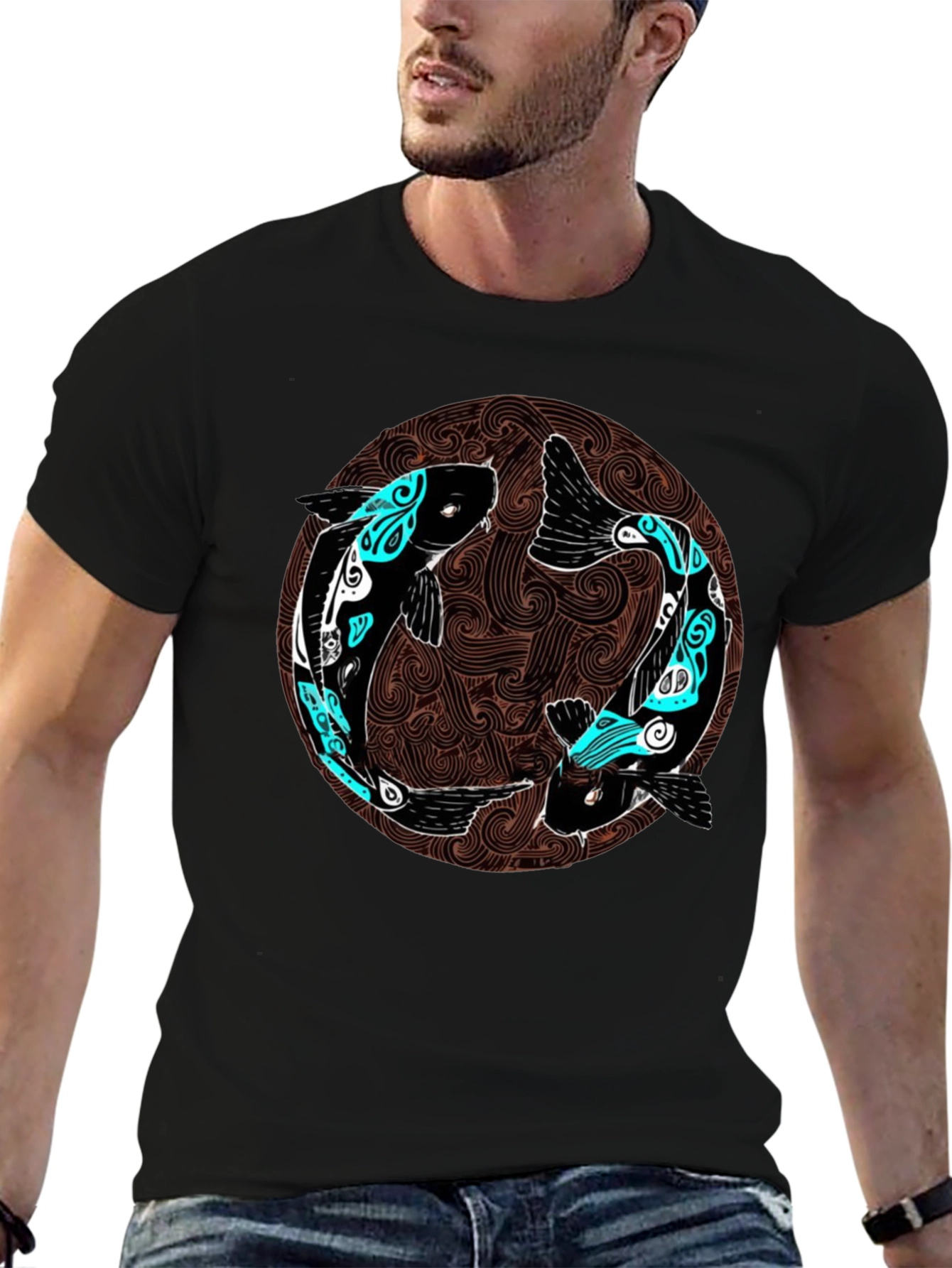 Yin Yang Koi Fish Graphic T-Shirt