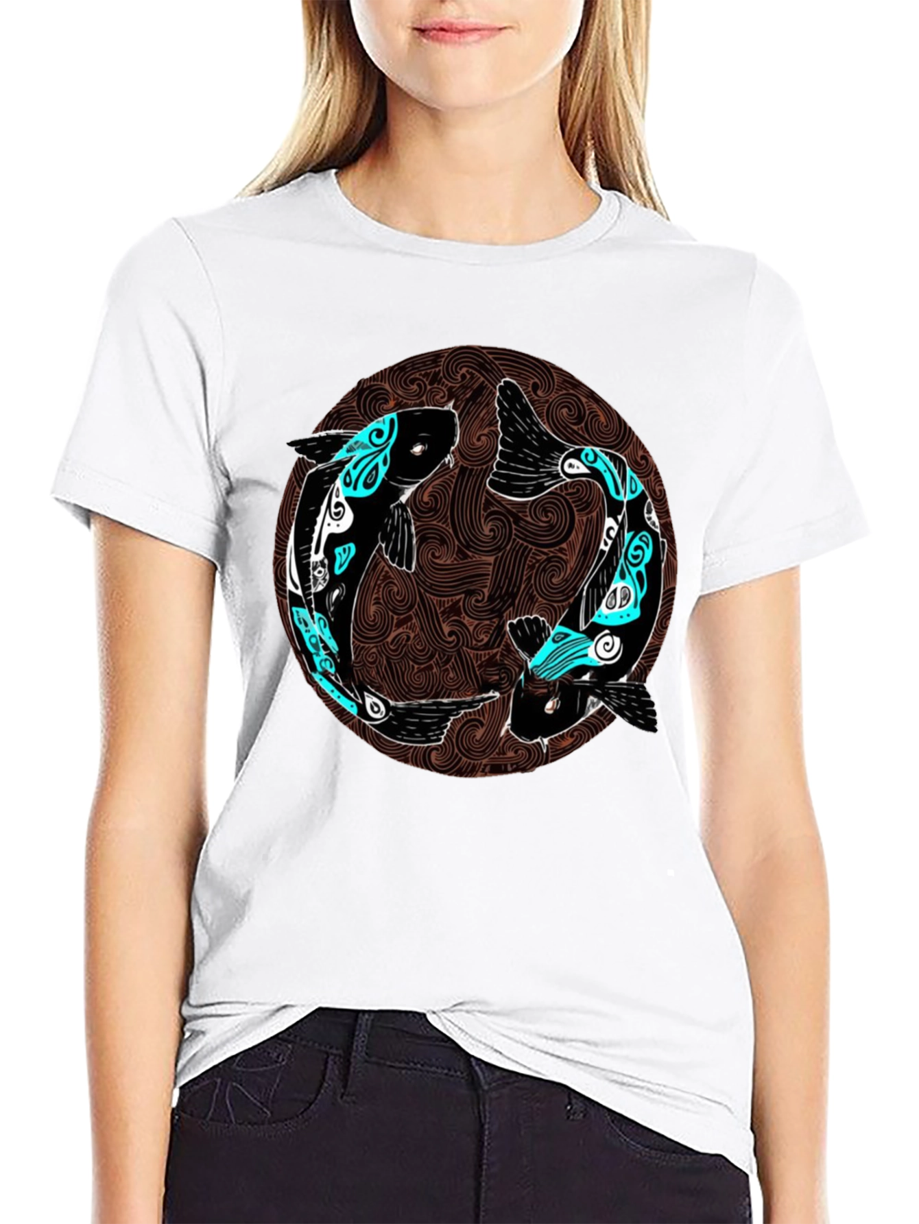Yin Yang Koi Fish Graphic T-Shirt