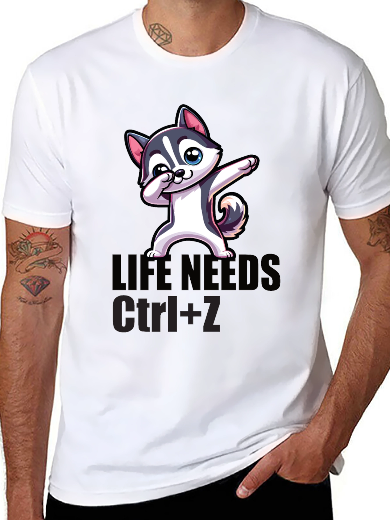 Life Needs Ctrl+Z T-Shirt Cartoon Dog Dab