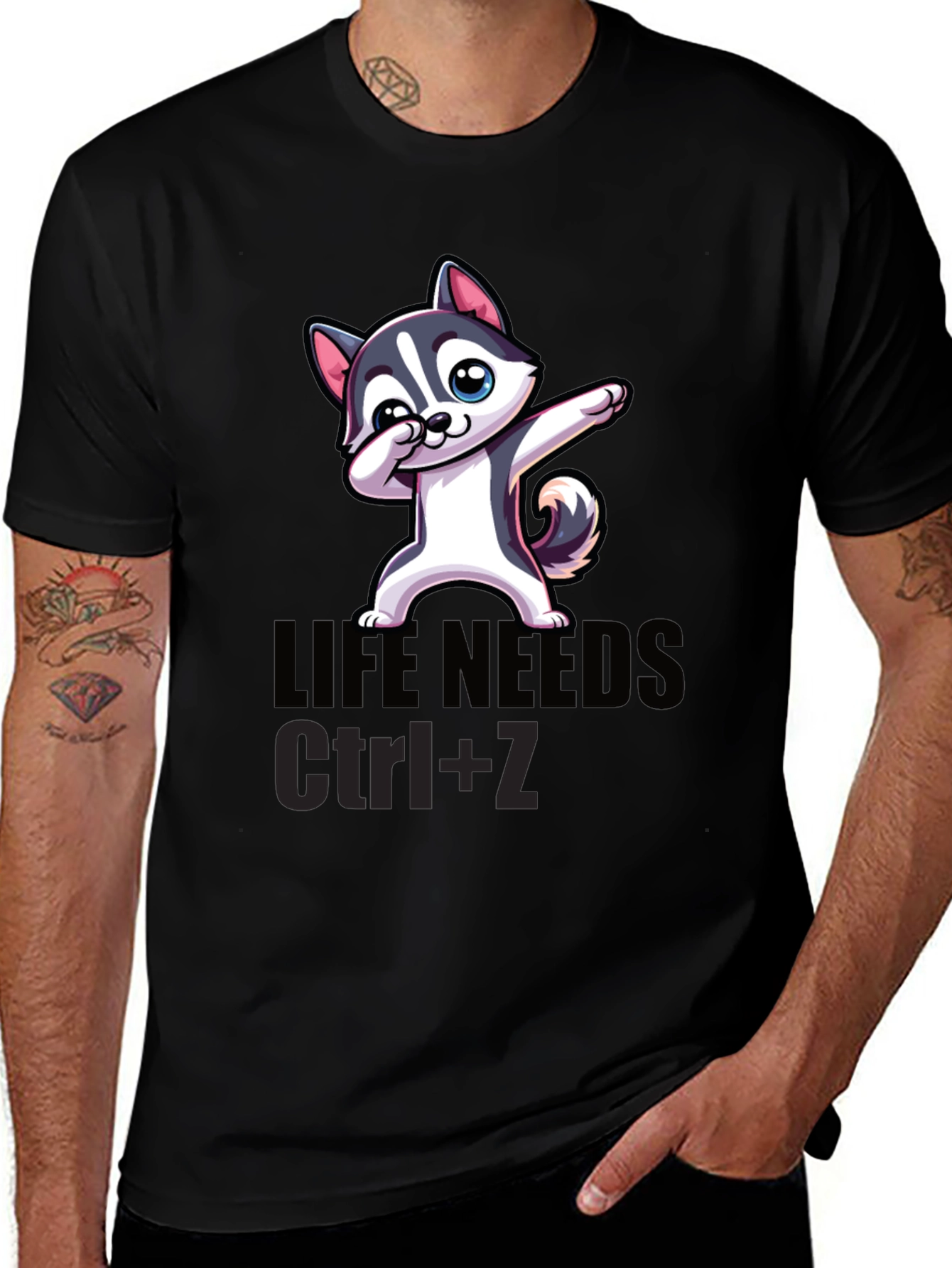 Life Needs Ctrl+Z T-Shirt Cartoon Dog Dab