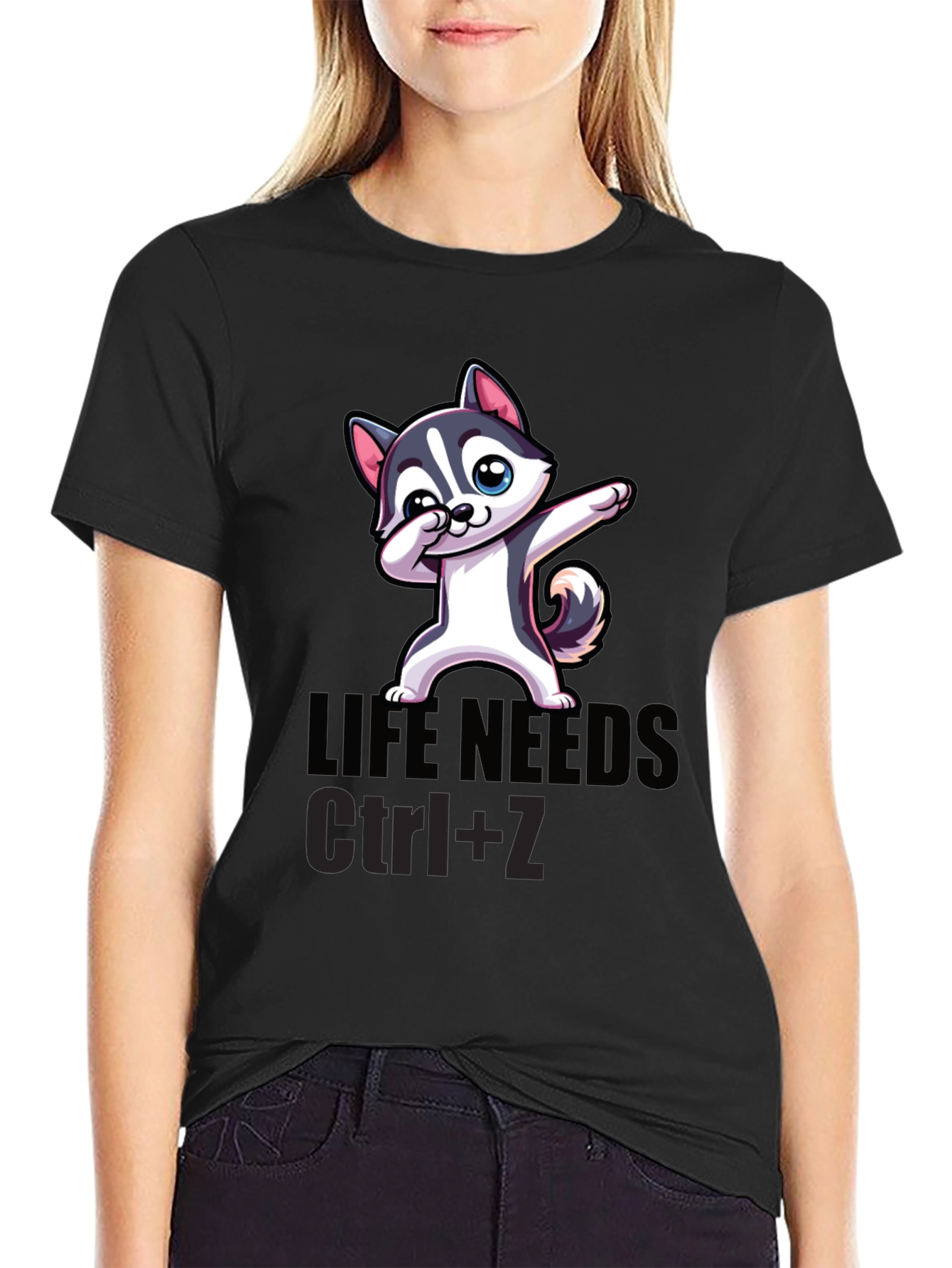 Life Needs Ctrl+Z T-Shirt Cartoon Dog Dab