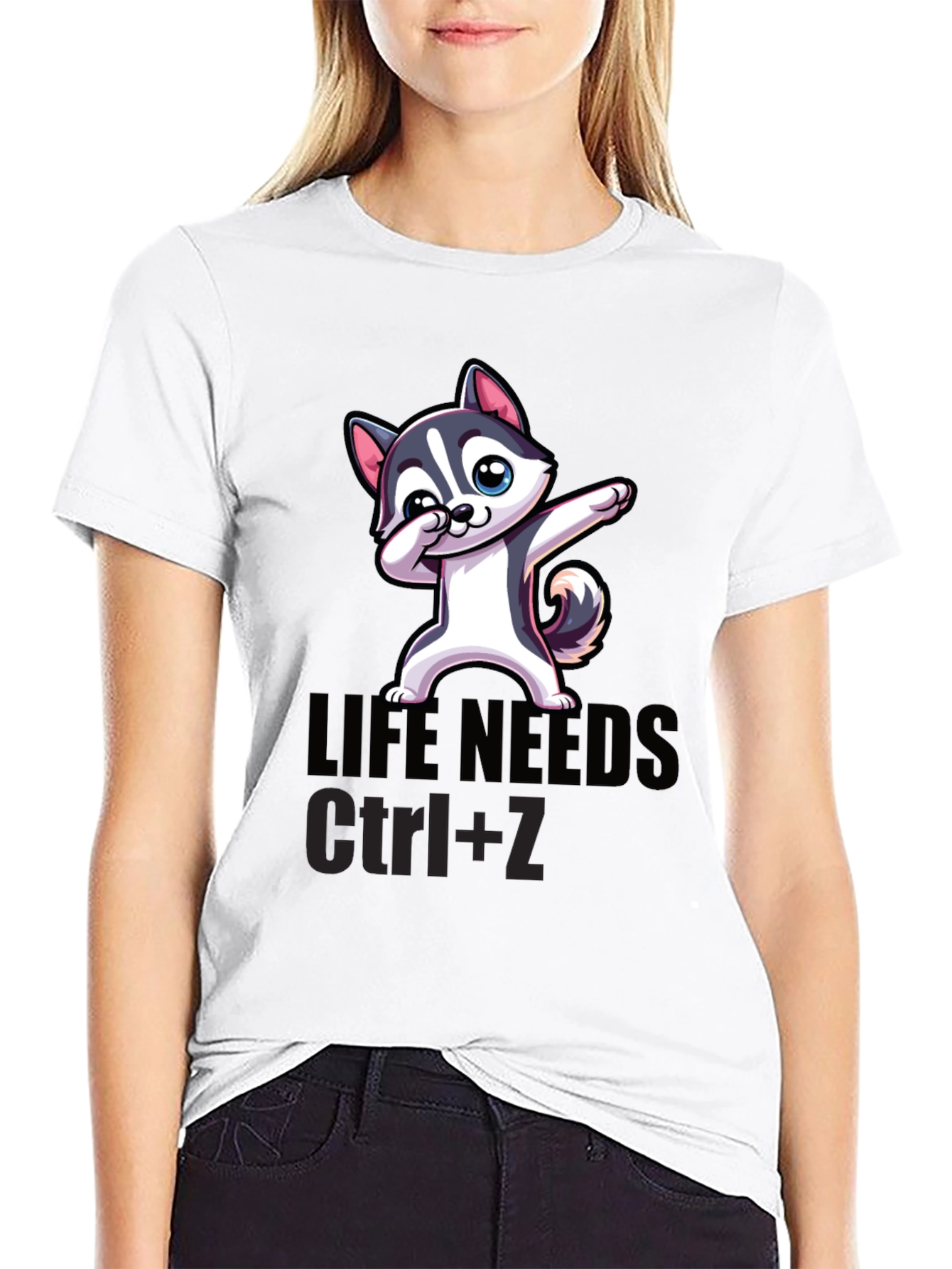 Life Needs Ctrl+Z T-Shirt Cartoon Dog Dab