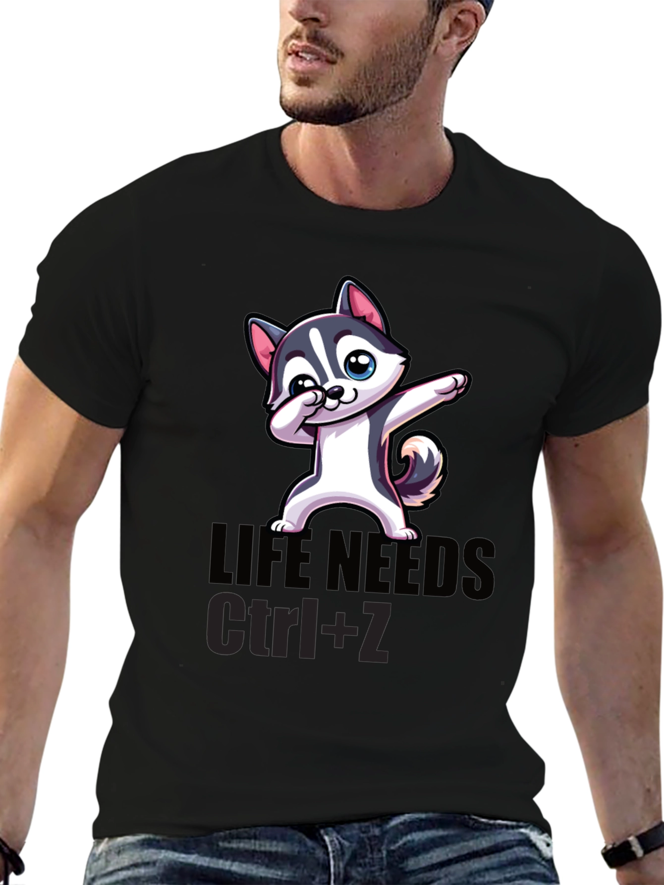 Life Needs Ctrl+Z T-Shirt Cartoon Dog Dab