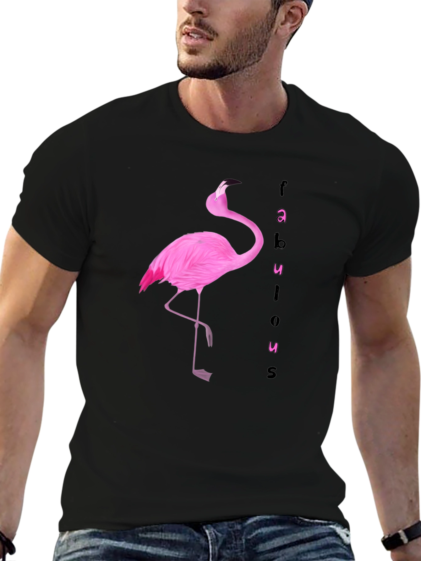 Fabulous Flamingo Graphic Tee - Black