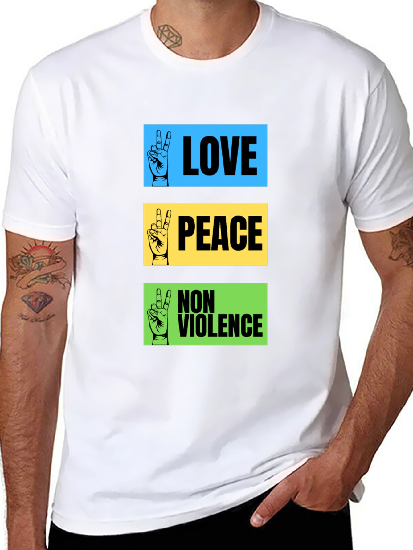 Love Peace Non-Violence Graphic T-Shirt