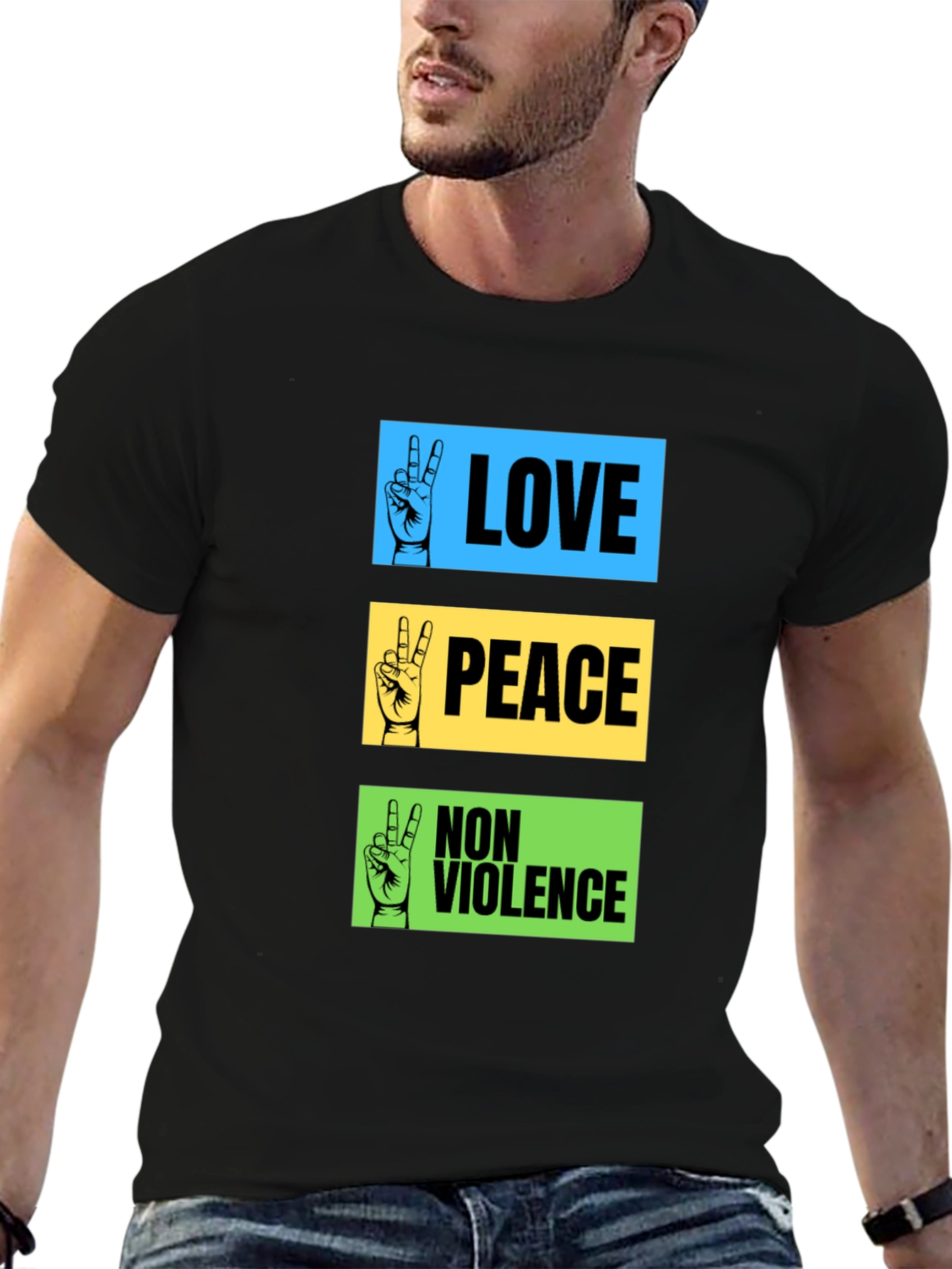 Love Peace Non-Violence Graphic T-Shirt