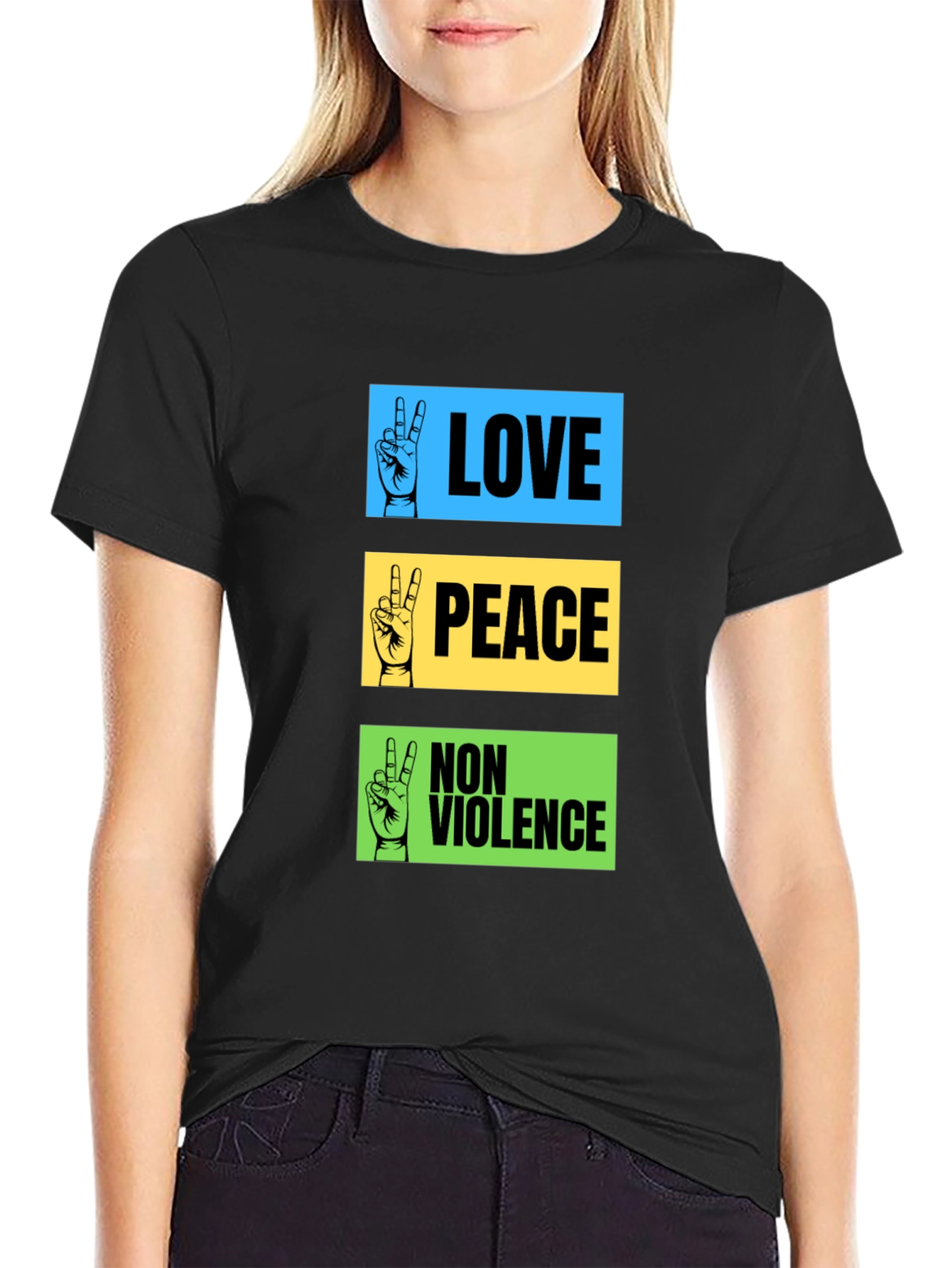 Love Peace Non-Violence Graphic T-Shirt