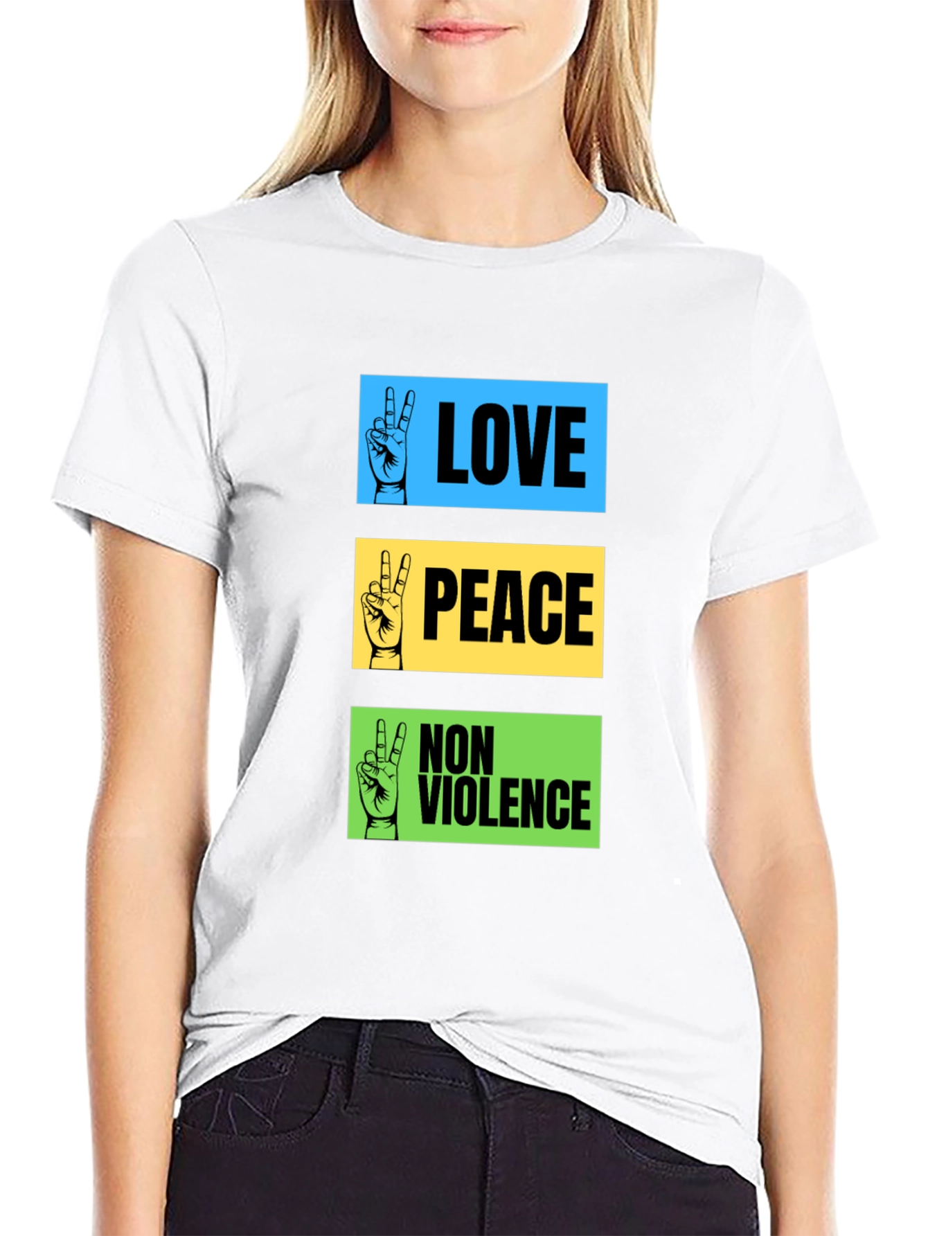 Love Peace Non-Violence Graphic T-Shirt
