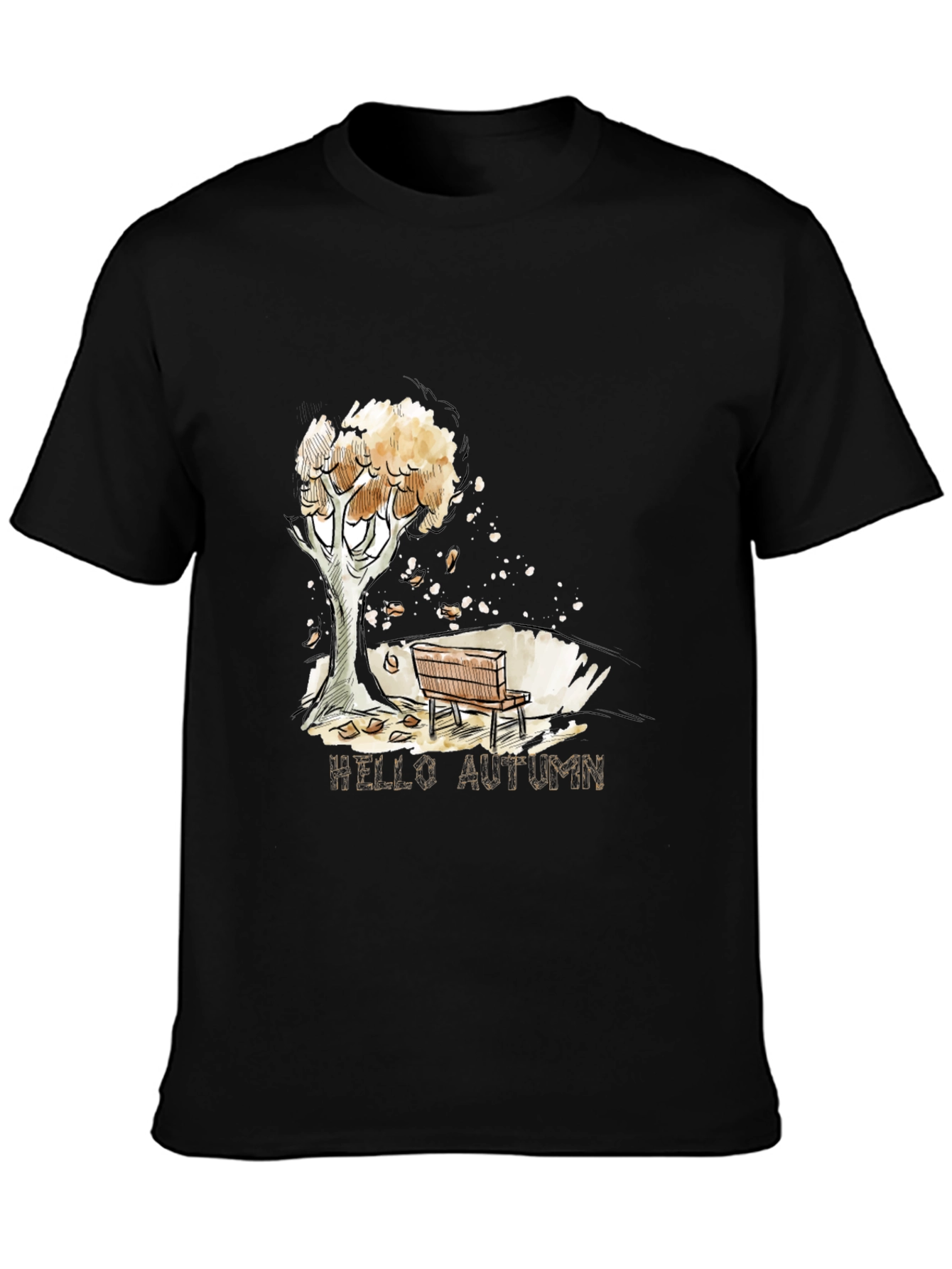 Autumn Scene Black Graphic T-Shirt