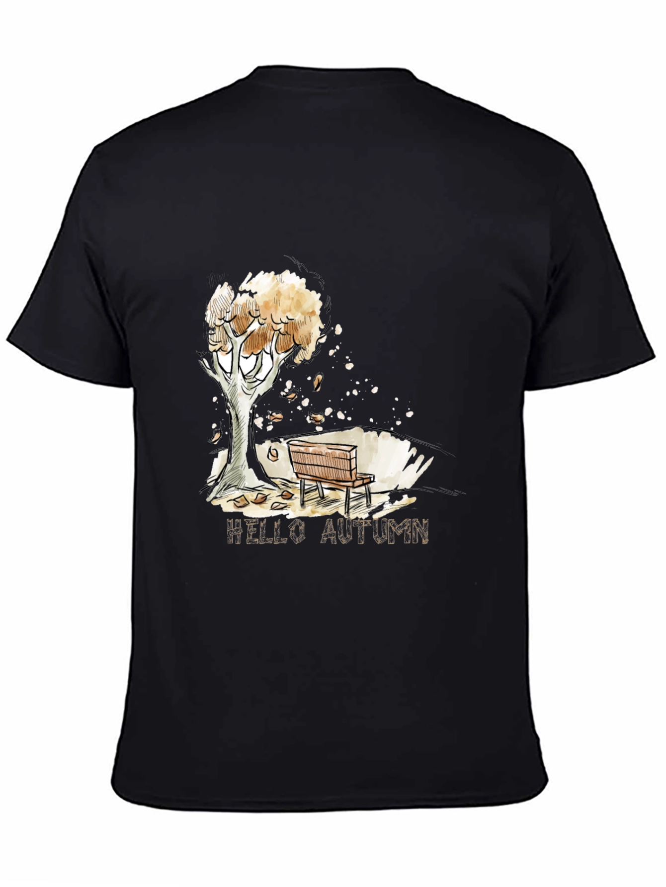 Autumn Scene Black Graphic T-Shirt