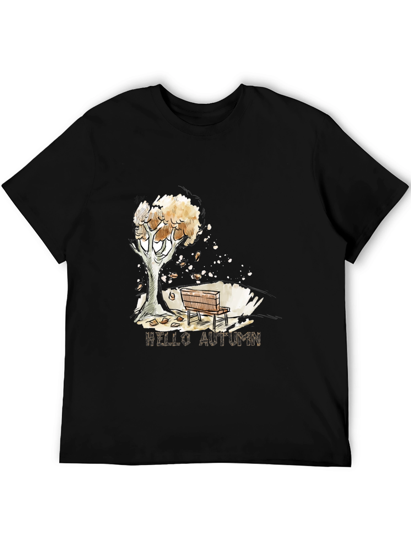Autumn Scene Black Graphic T-Shirt