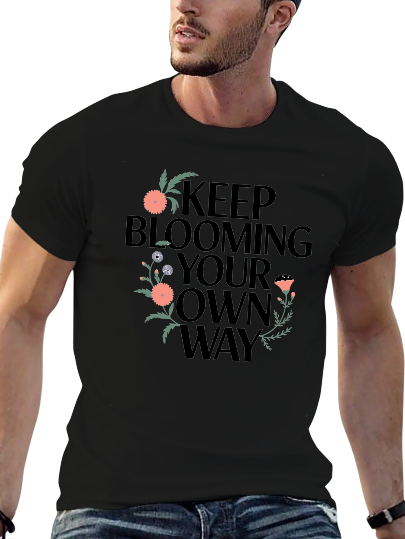 Keep Blooming Your Own Way Graphic Tee - Black