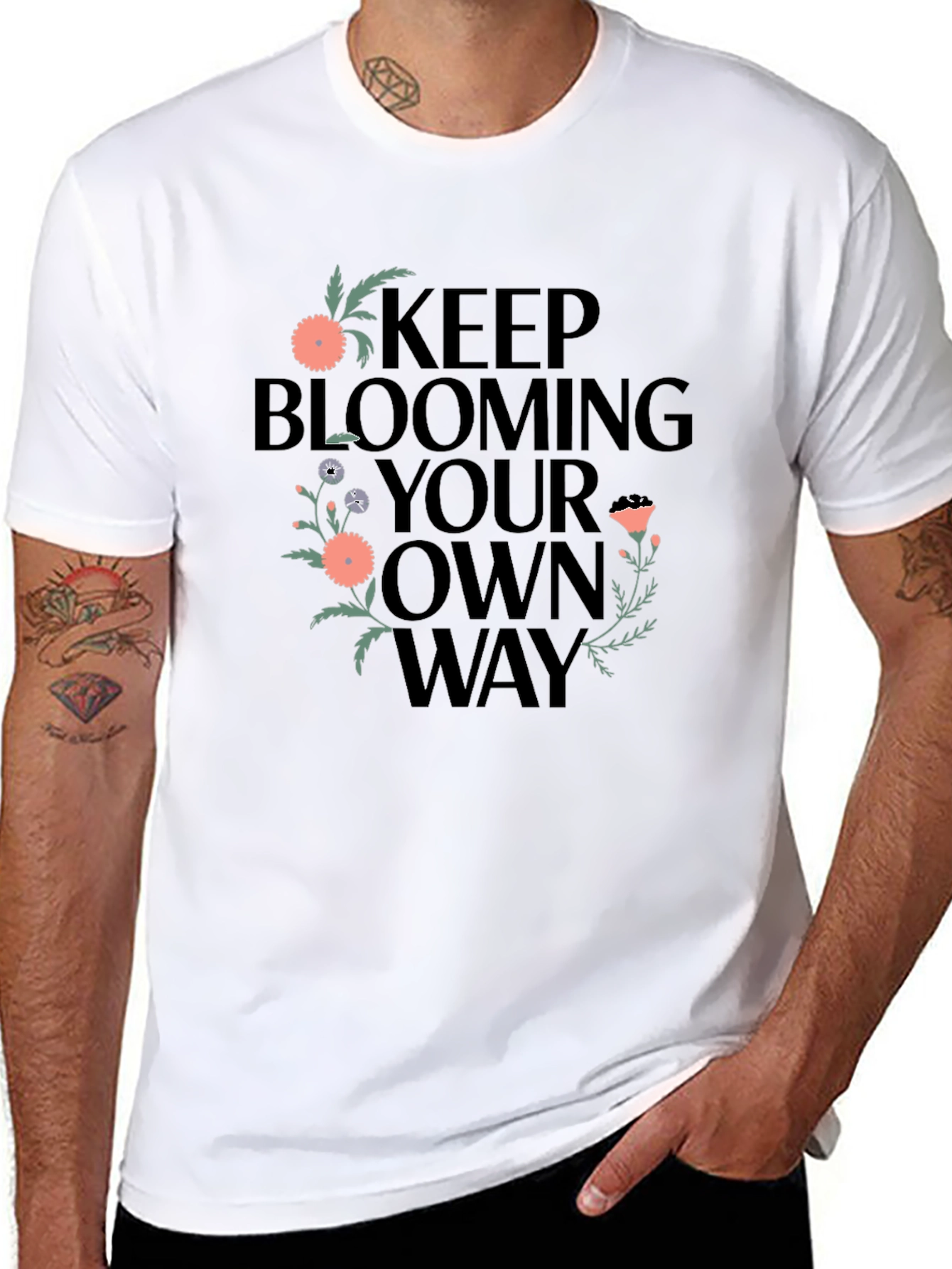 Keep Blooming Your Own Way Graphic Tee - Black