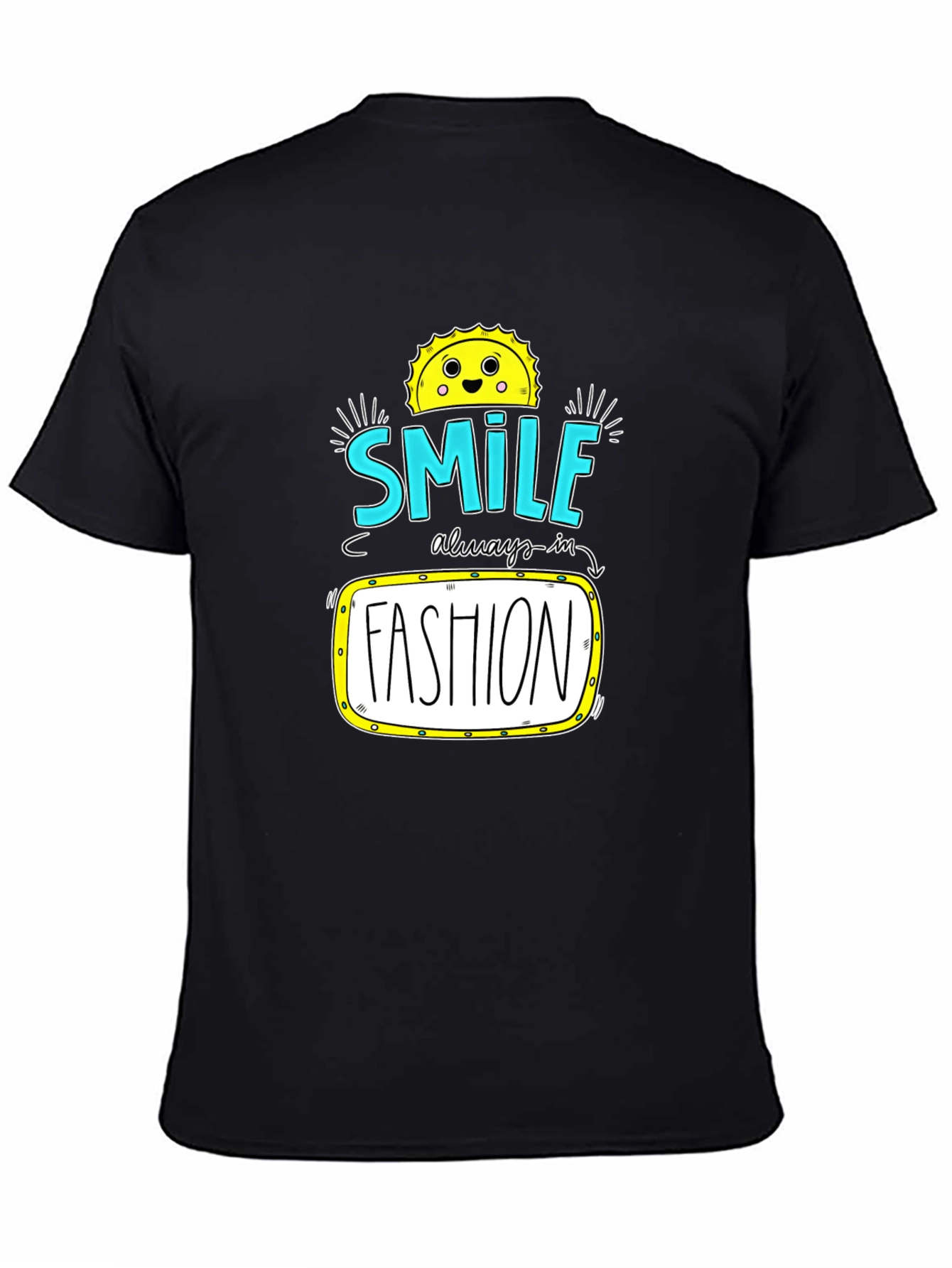 Smile Fashion Graphic Tee - Black Cotton T-Shirt